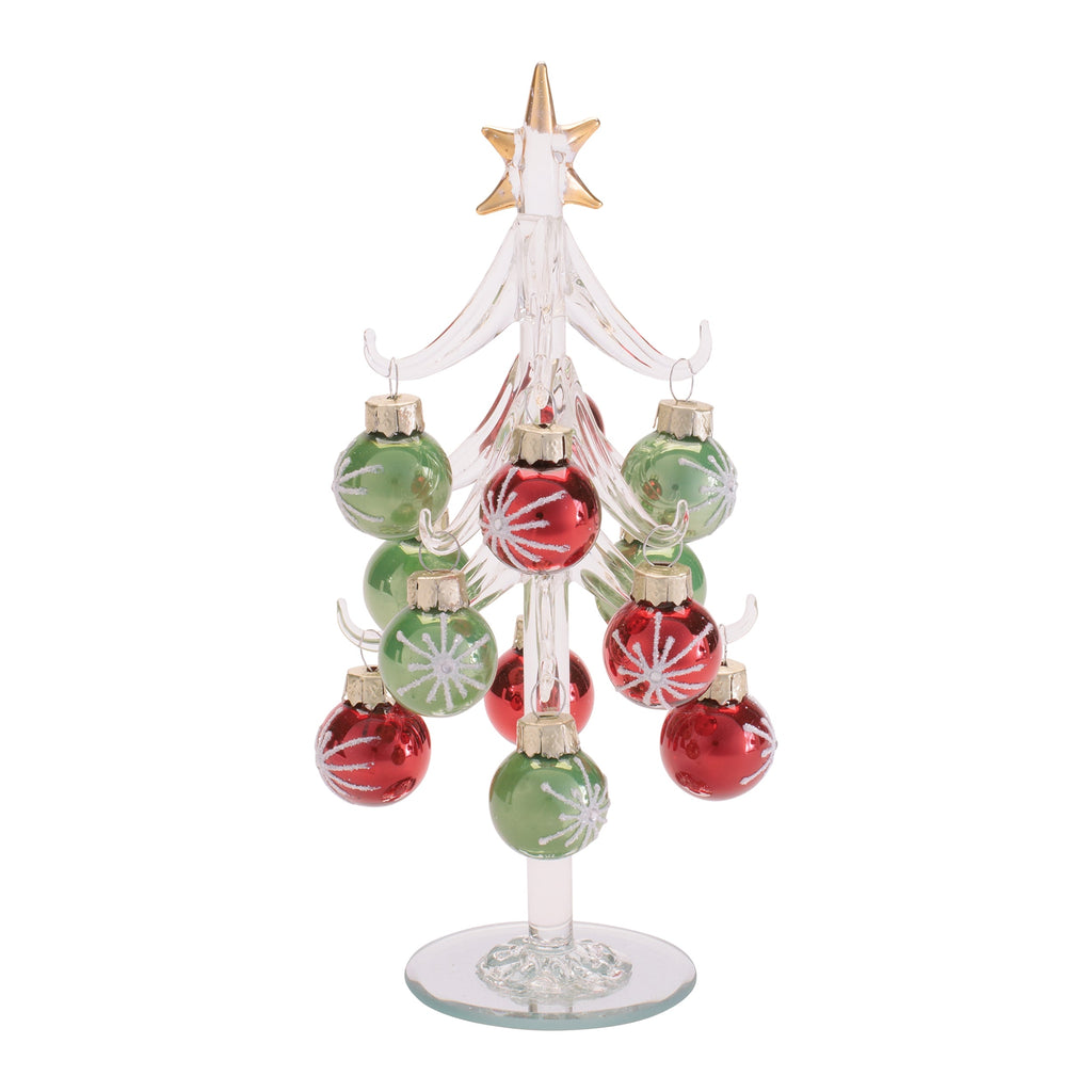Glass Tree with Mini Ornaments 7.75"H