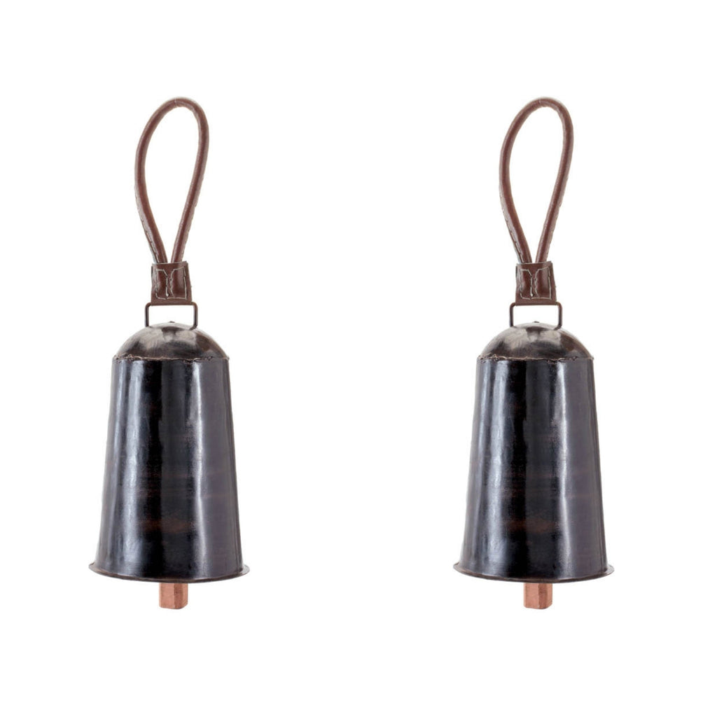 Iron and Leather Bell Set of 2 Ð 8"H