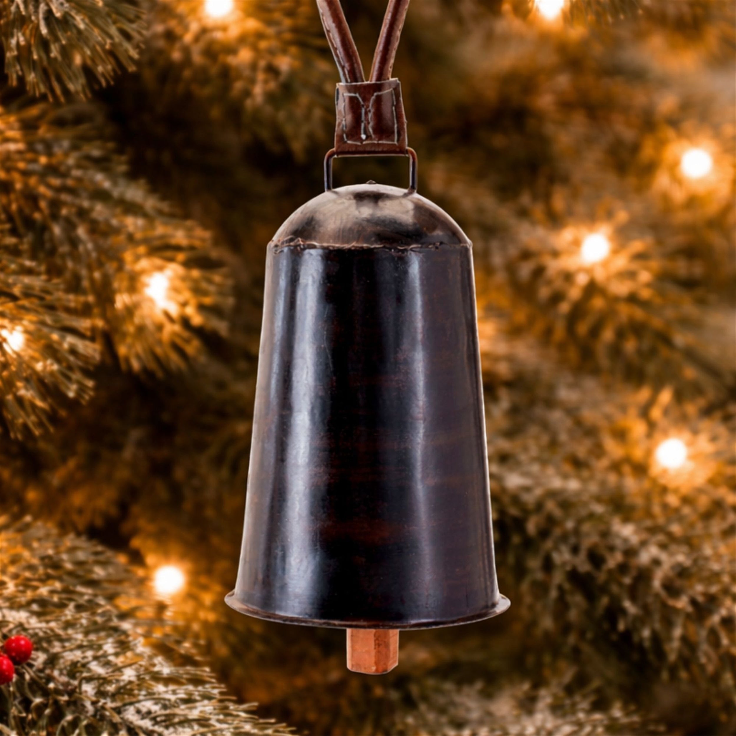 Iron and Leather Bell Set of 2 Ð 8"H