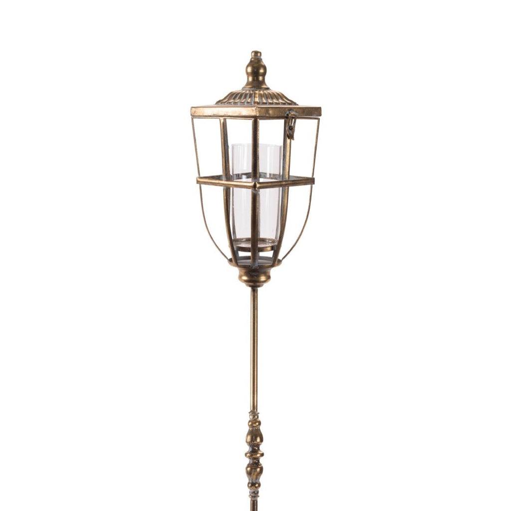 Distressed Metal Lantern Post with Glass Insert 48"H