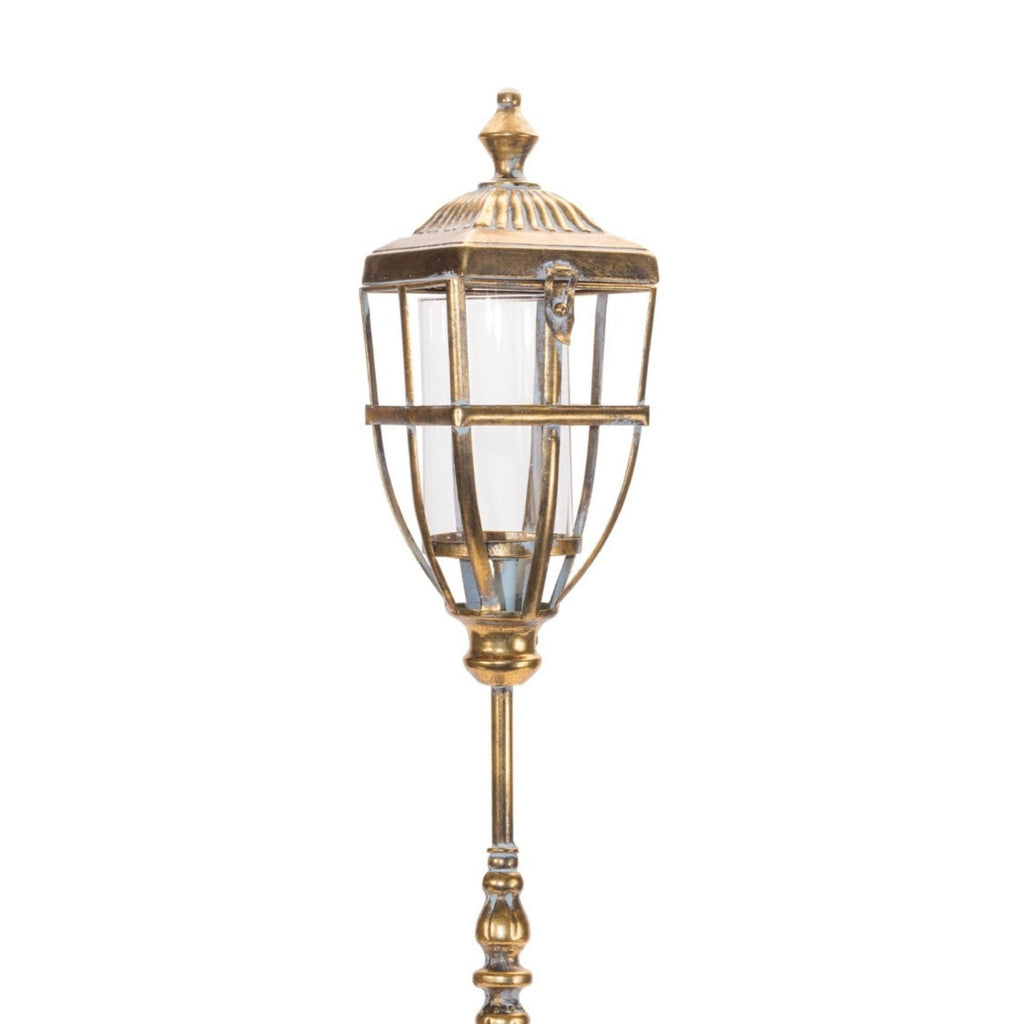 Distressed Metal Lantern Post with Glass Insert 36"H