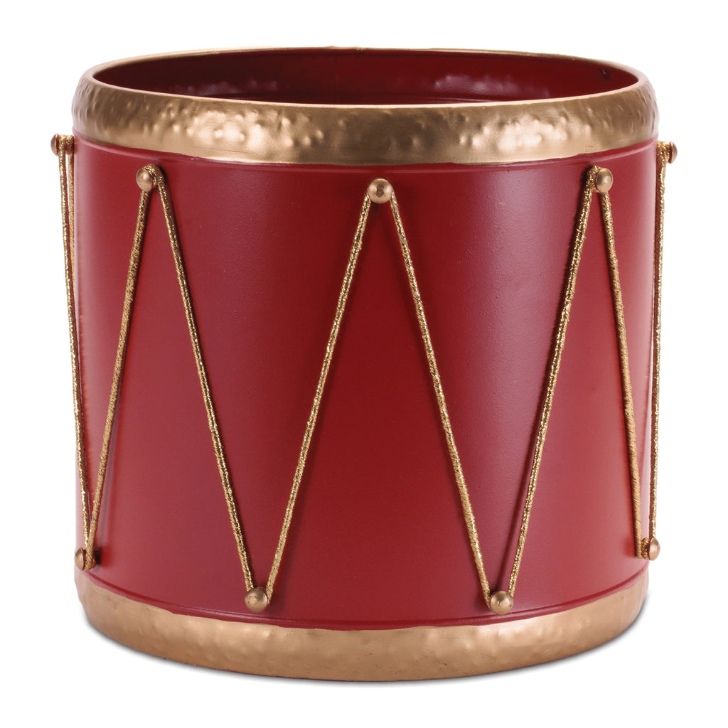 Metal Drum Containers with Gold Rope Detail (Set of 3)
