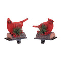 Red Cardinal Stocking Holders with Pine and Berries (Set of 2)