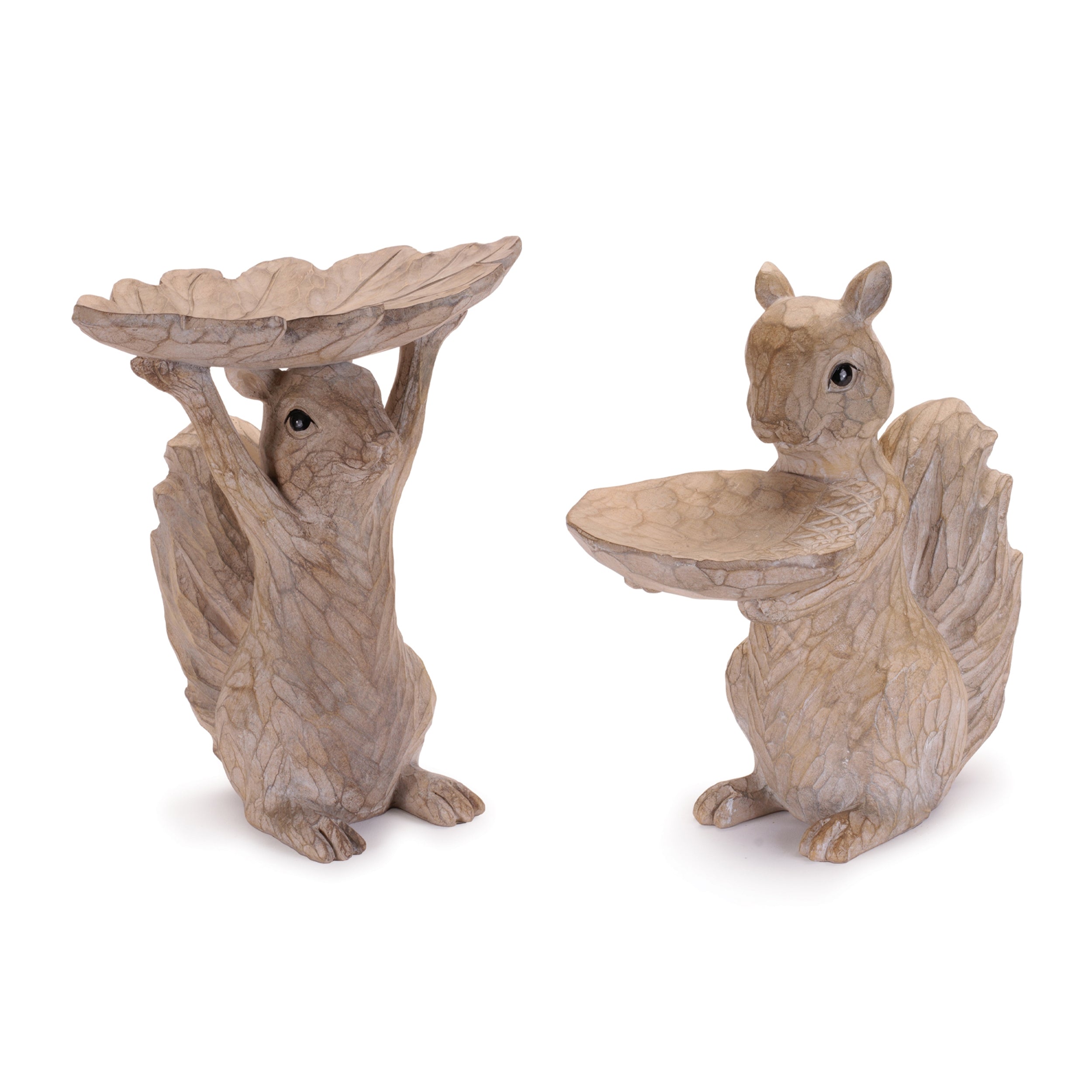 Woodland Squirrel Resin Bird Feeder Set (Set of 2)