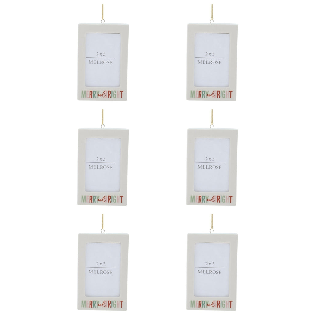 Merry & Bright Photo Frame Ornament Set of 6 Ð 3"L x 4.25"H
