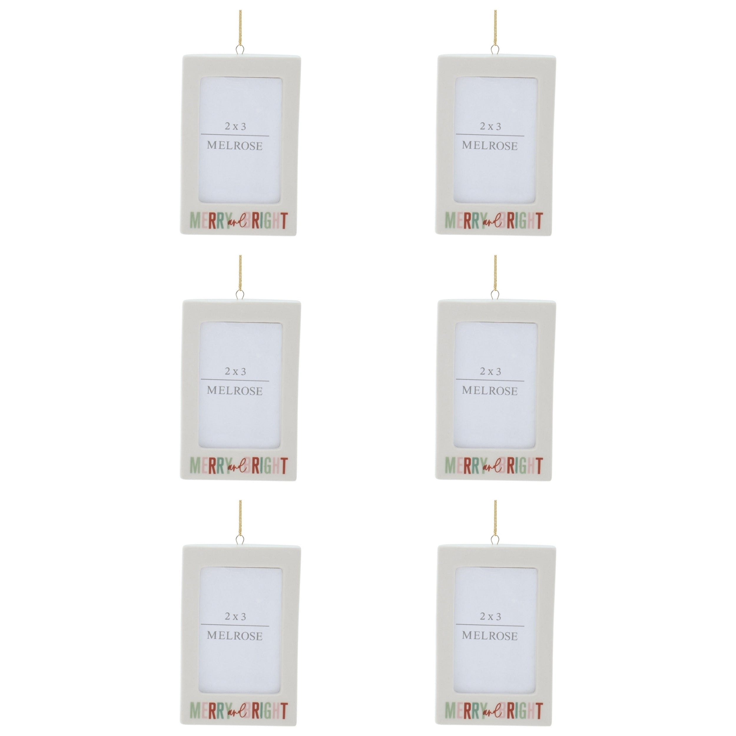 Merry & Bright Photo Frame Ornament Set of 6 Ð 3"L x 4.25"H