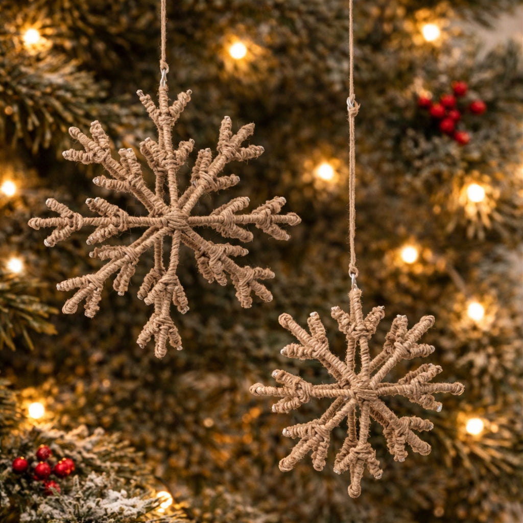 Iron and Jute Snowflake Ornament Set of 4 Ð 4" & 5"H
