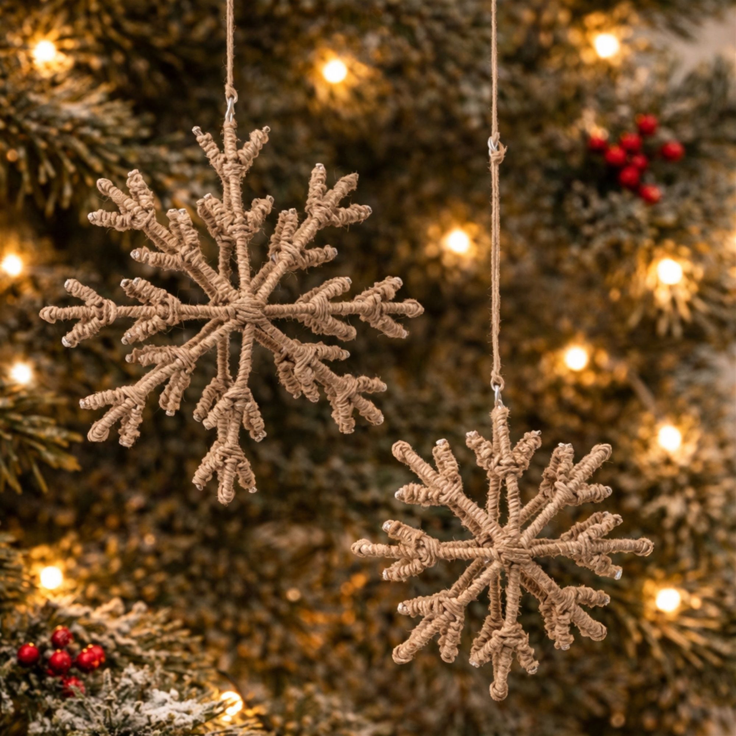 Iron and Jute Snowflake Ornament Set of 4 Ð 4" & 5"H