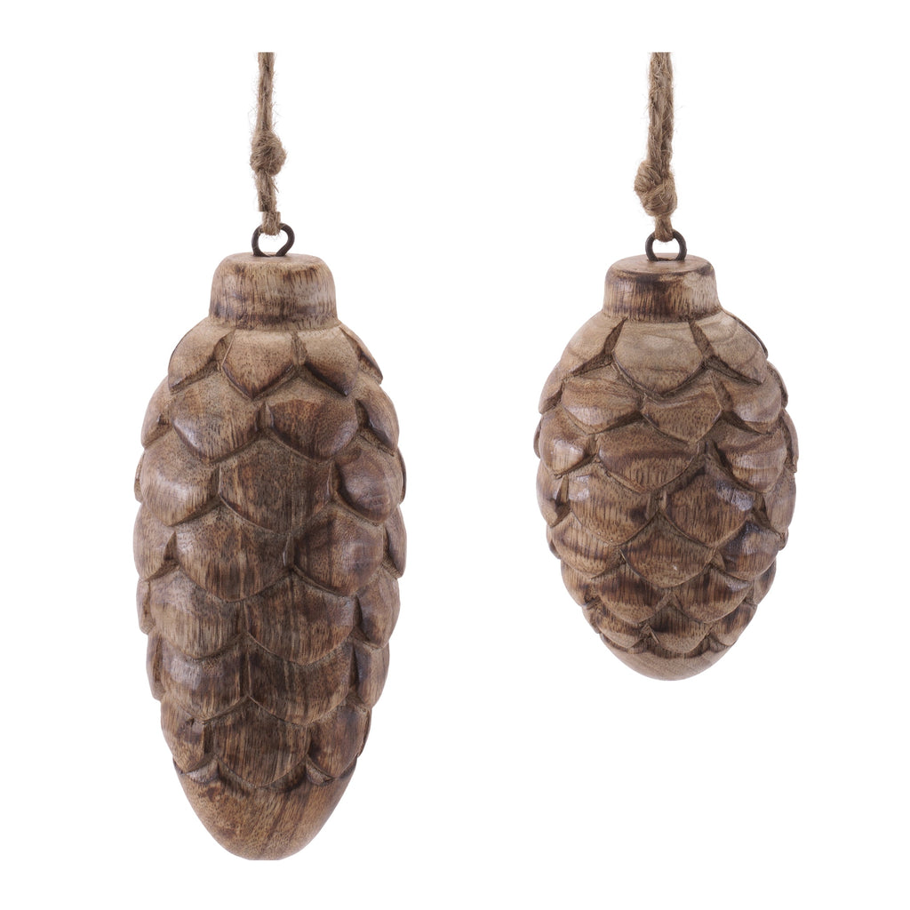 Wooden Pine Cone Ornament Set of 24 Ð 5" & 5.75"H