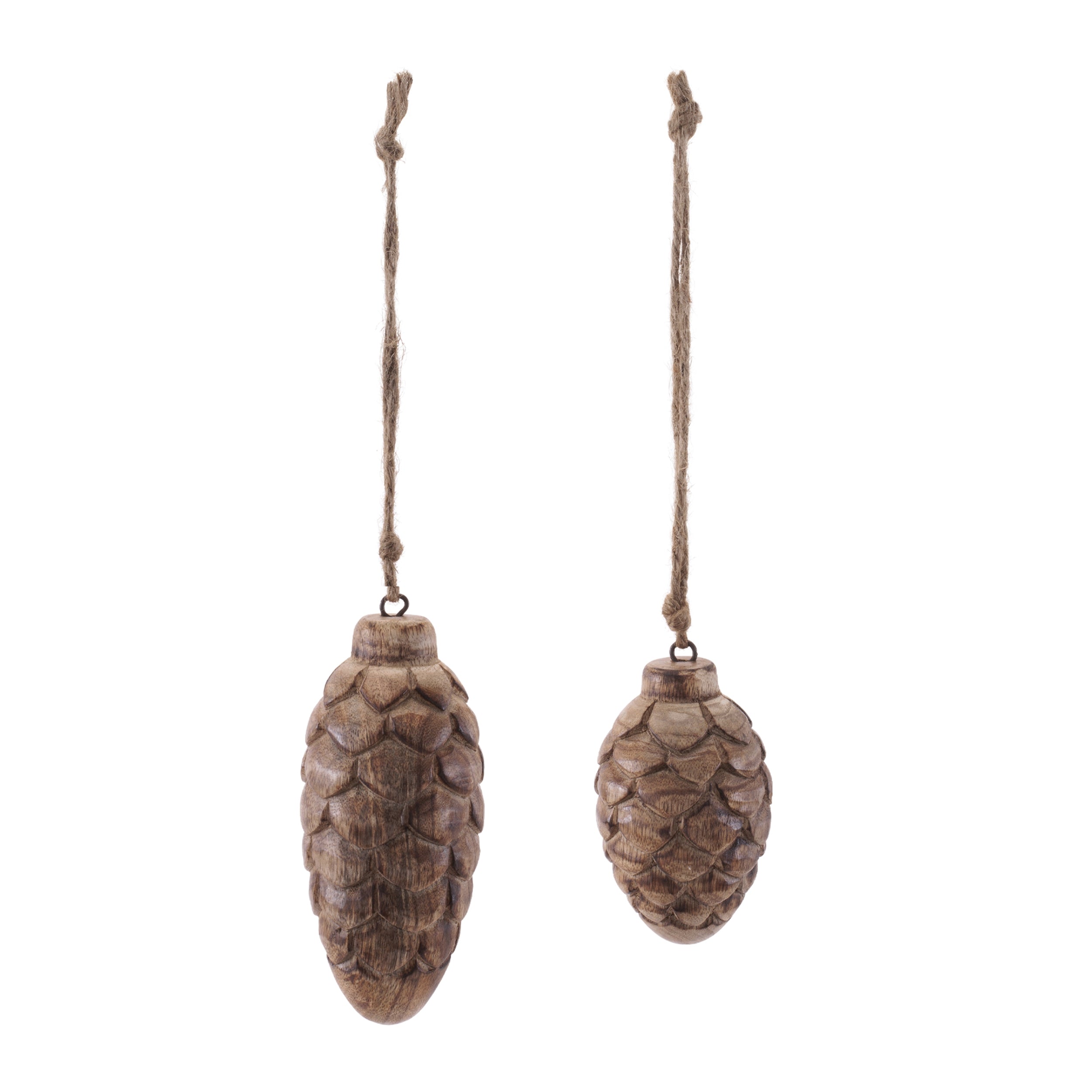 Wooden Pine Cone Ornament Set of 24 Ð 5" & 5.75"H