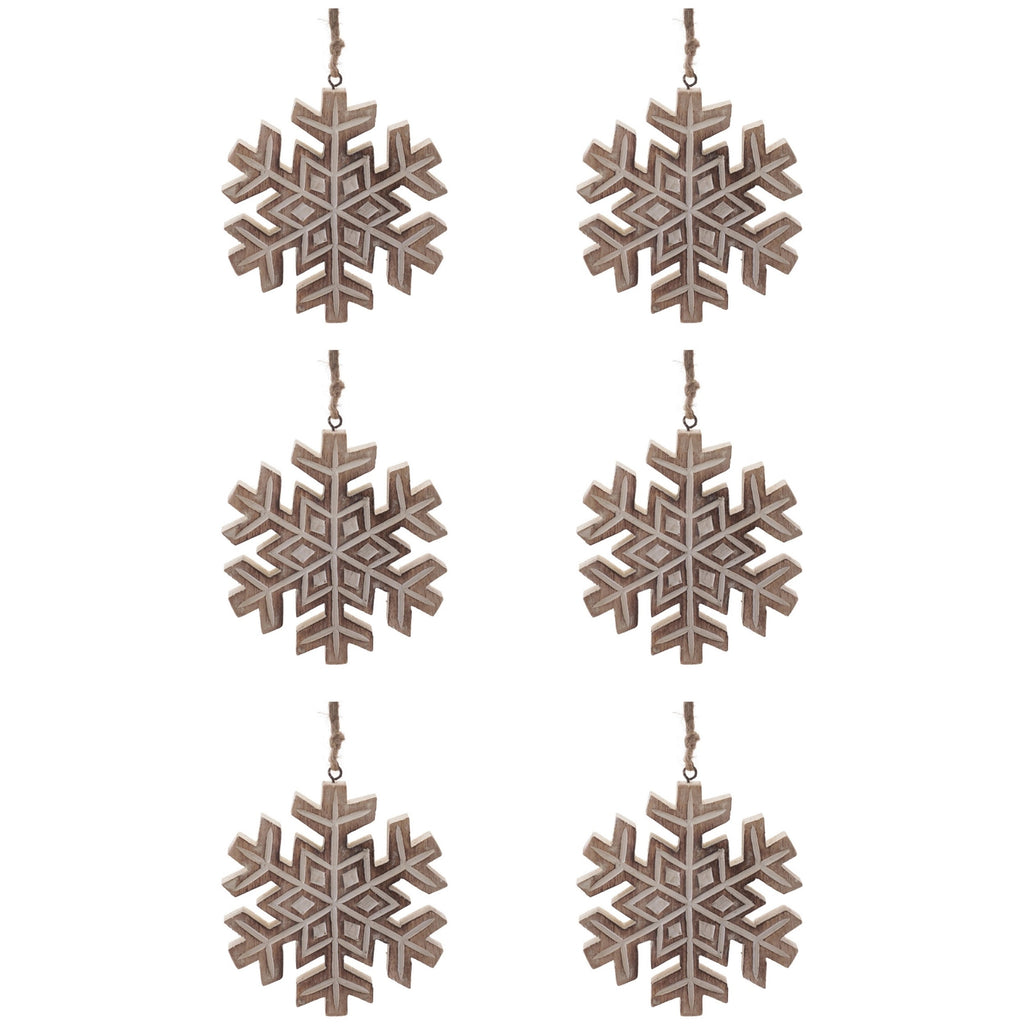Wooden Snowflake Ornament Set of 6 Ð 5.5"H