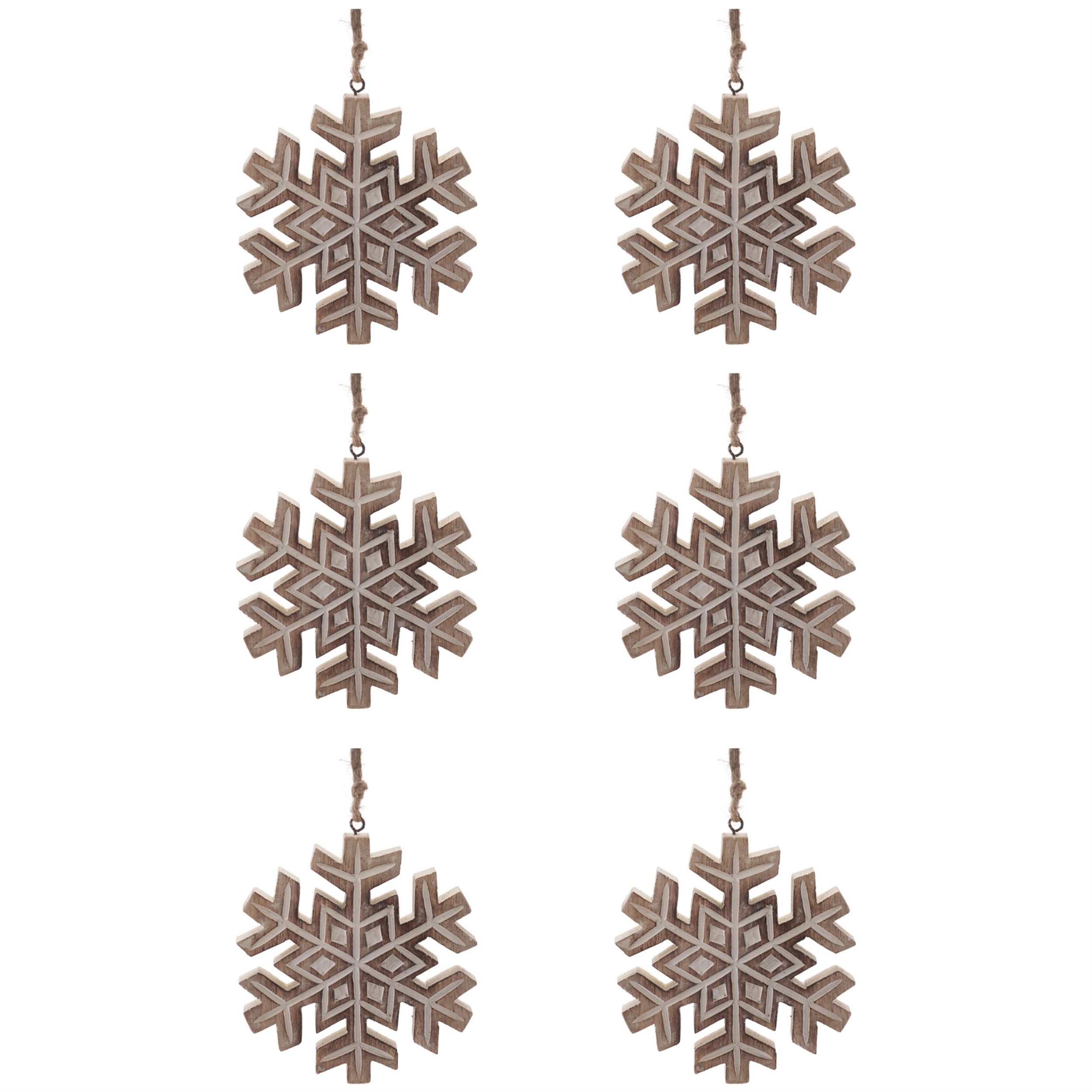 Wooden Snowflake Ornament Set of 6 Ð 5.5"H