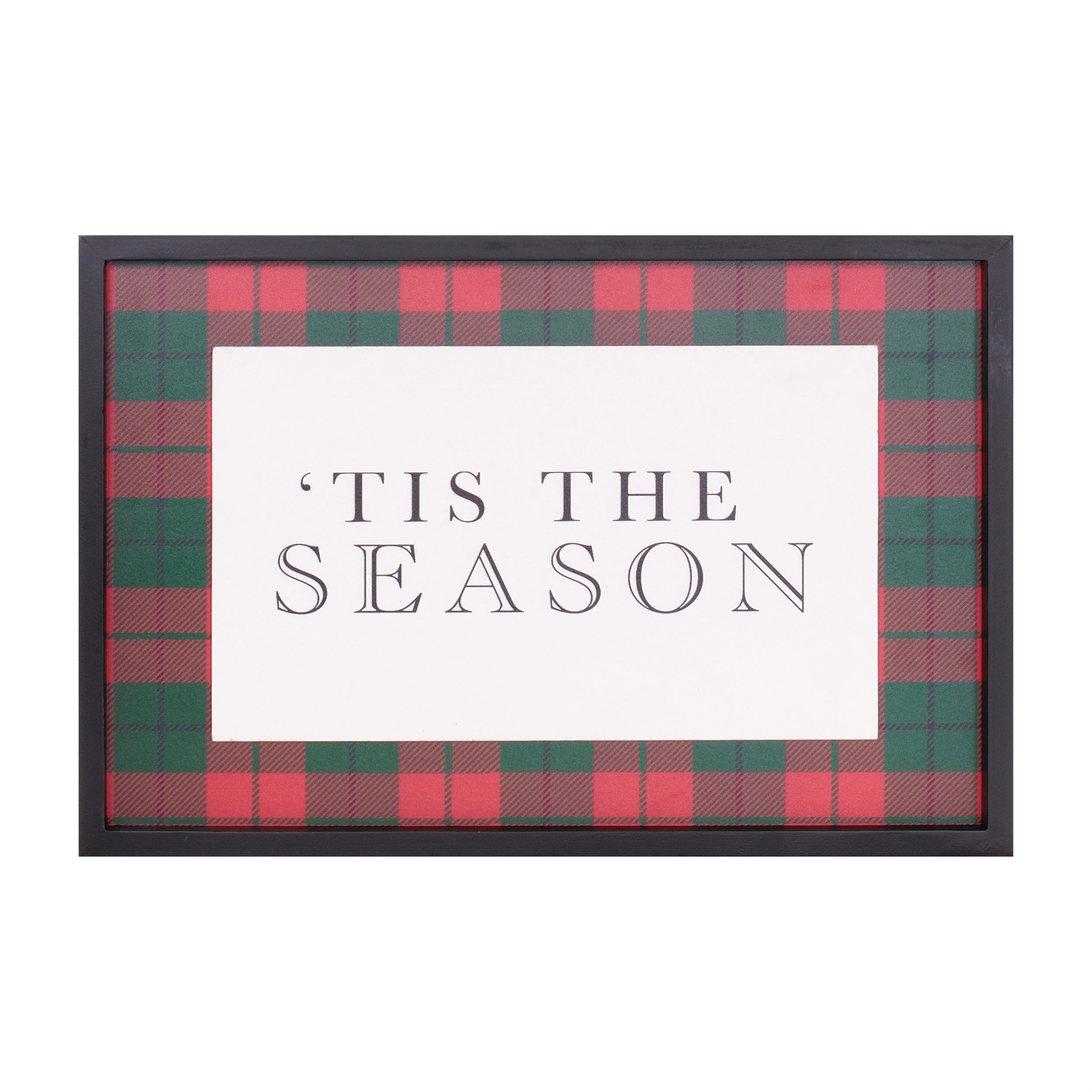 Framed Plaid Tis the Season Print 15.5"L