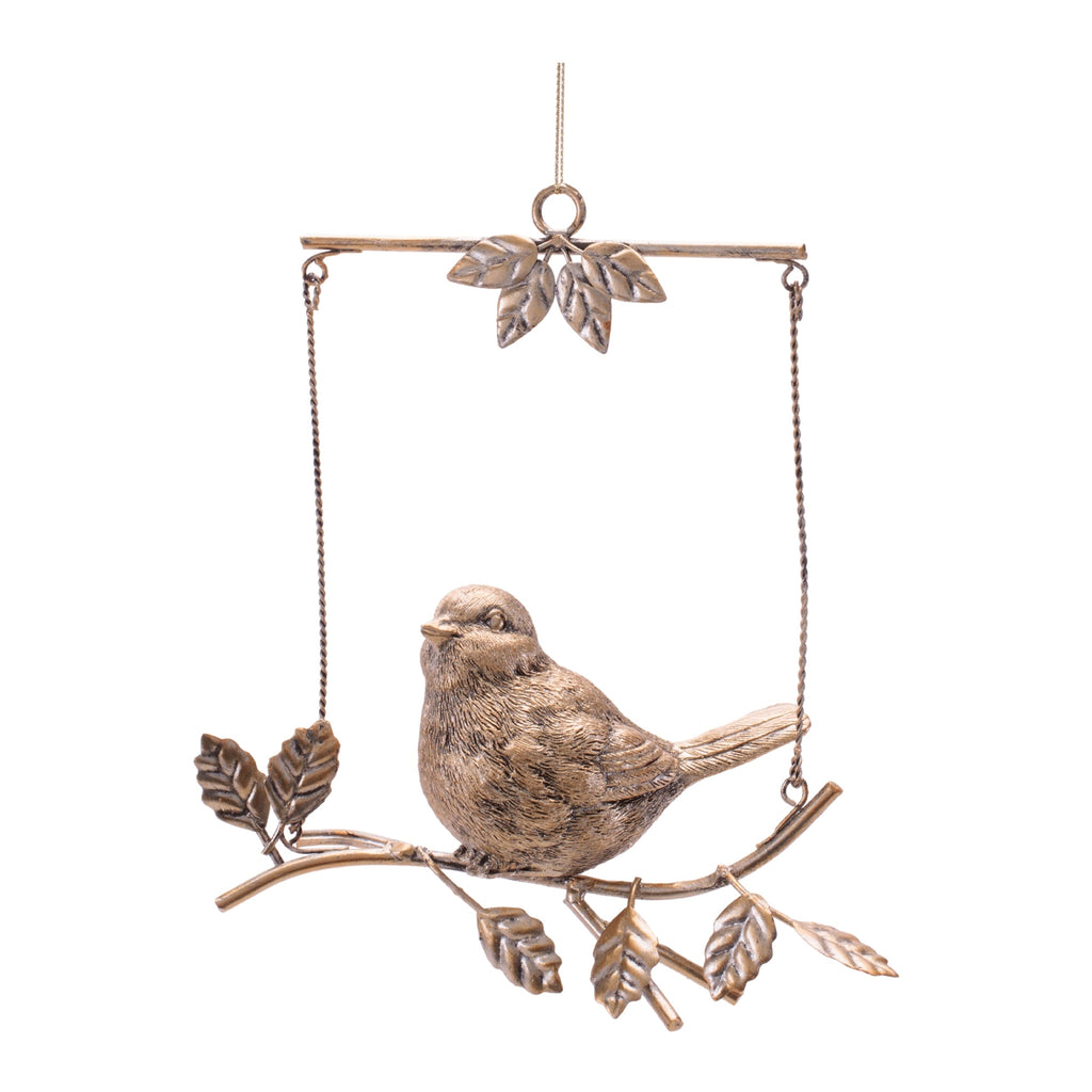 Bird on Branch Hanging Ornament (Set of 4)