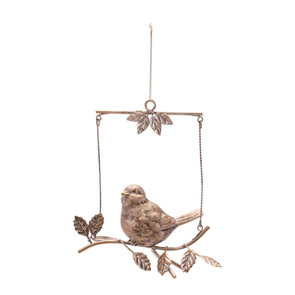 Bird on Branch Hanging Ornament (Set of 4)