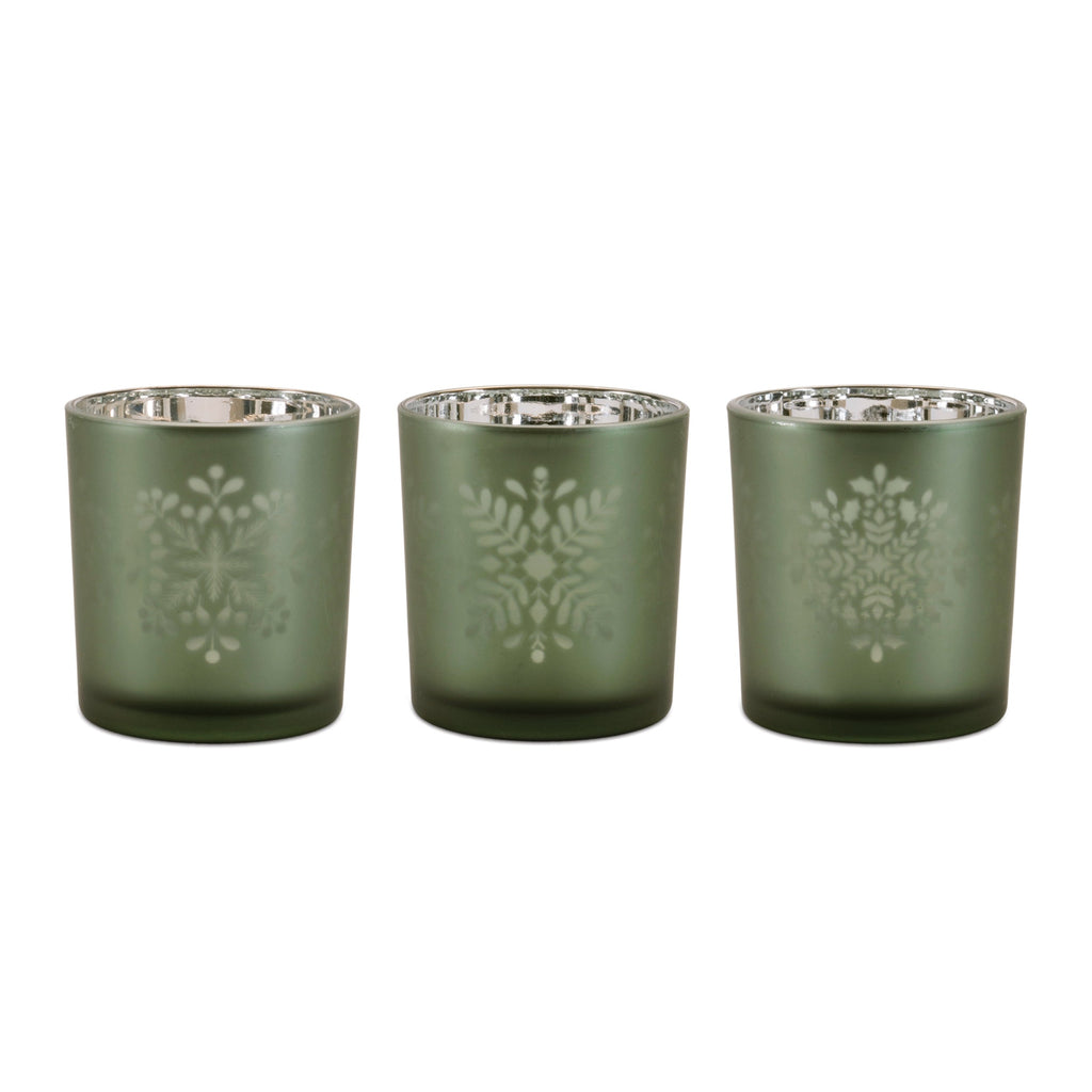 Frosted Snowflake Votive Holder (Set of 3)