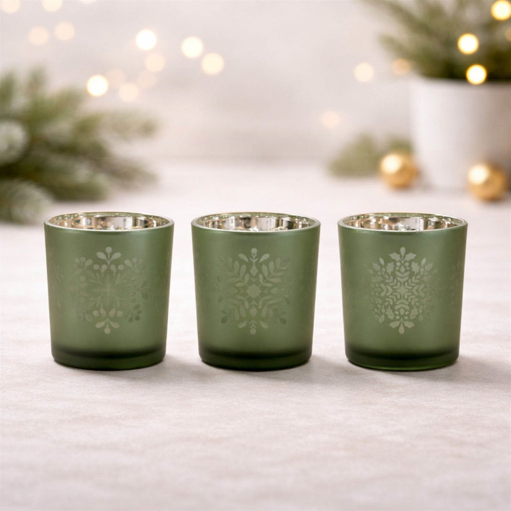 Frosted Snowflake Votive Holder (Set of 3)