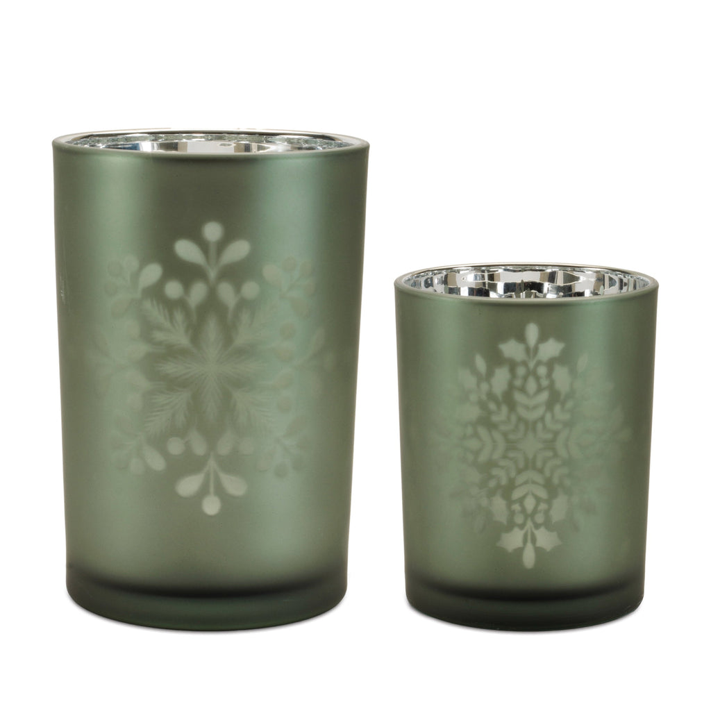 Frosted Snowflake Candle Holder (Set of 2)