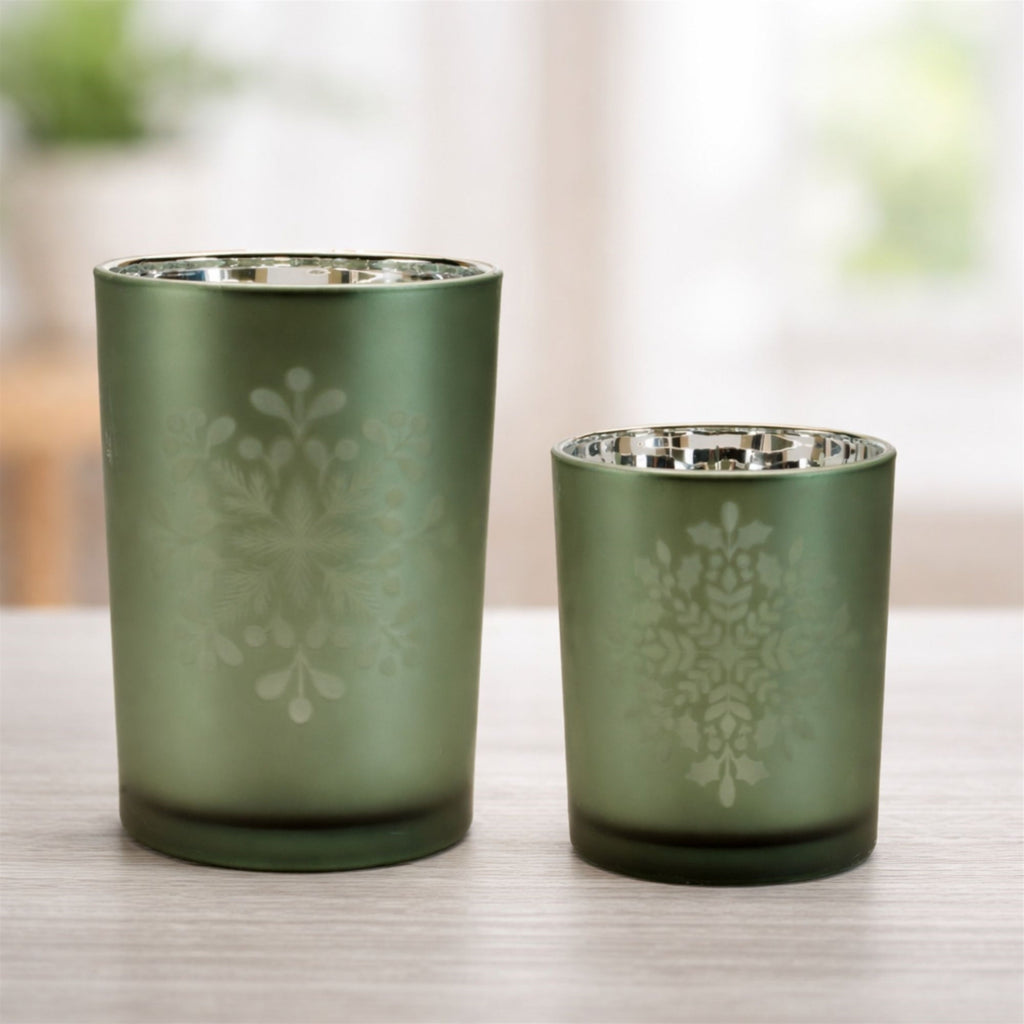 Frosted Snowflake Candle Holder (Set of 2)