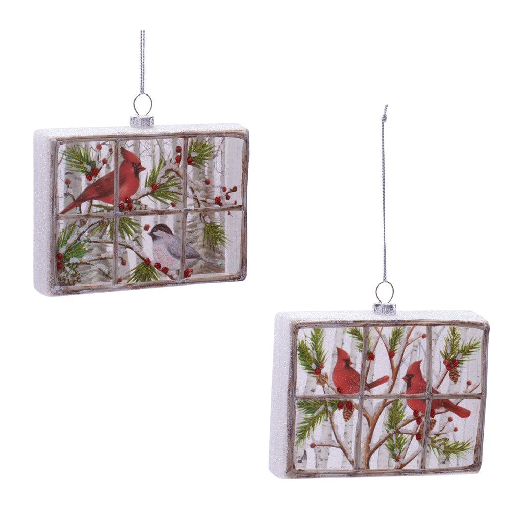 Cardinal Window Ornament Set of 6 Ð 5"L x 4"H Glass