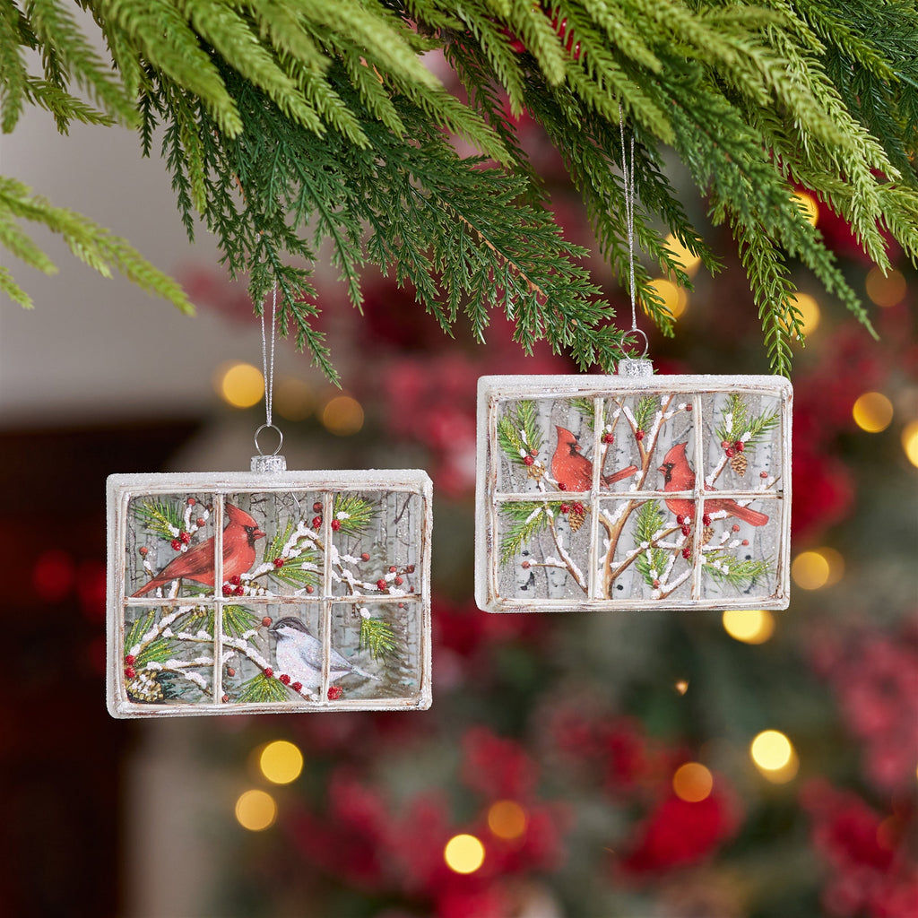 Cardinal Window Ornament Set of 6 Ð 5"L x 4"H Glass
