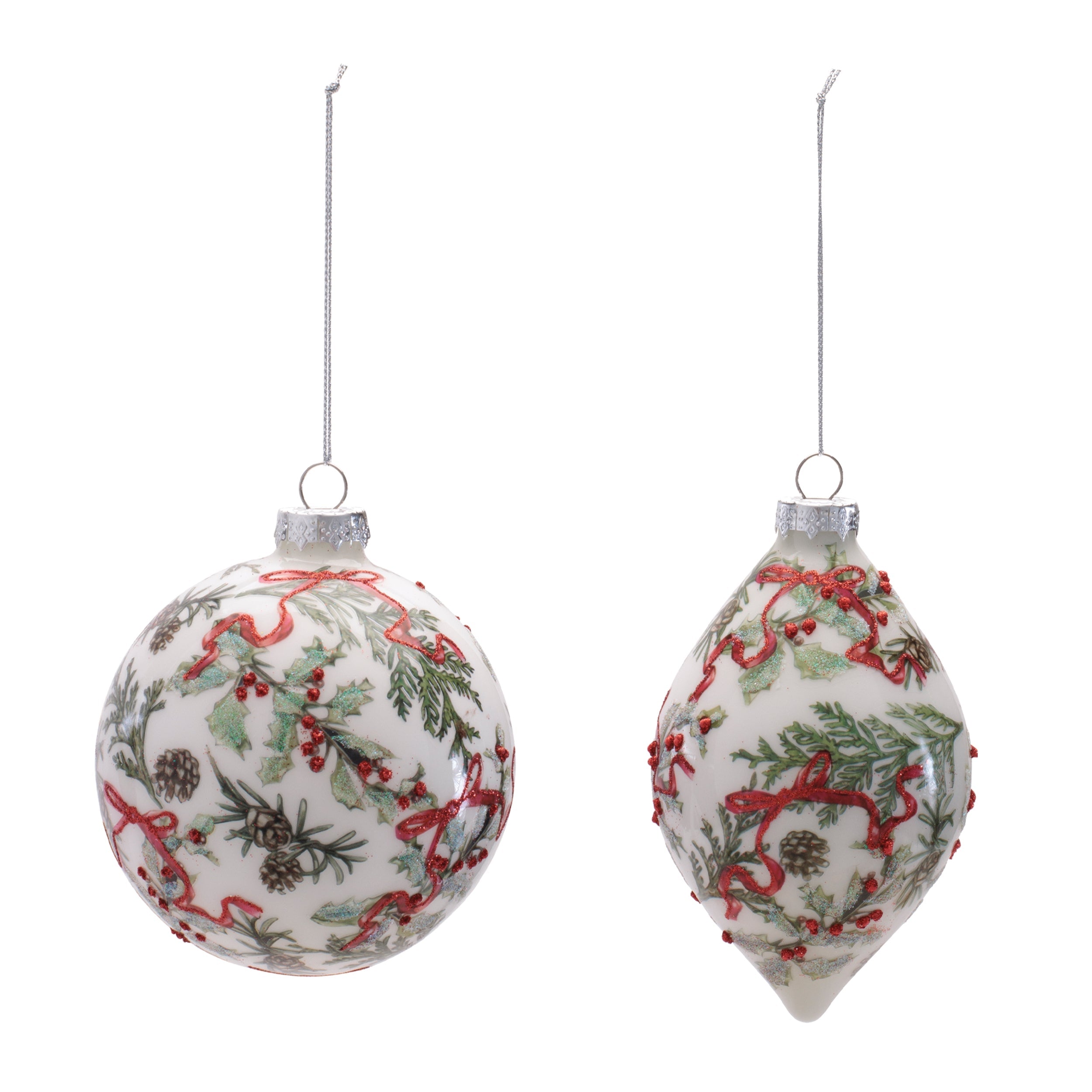 Holiday Botanical Glass Ornament (Set of 6)