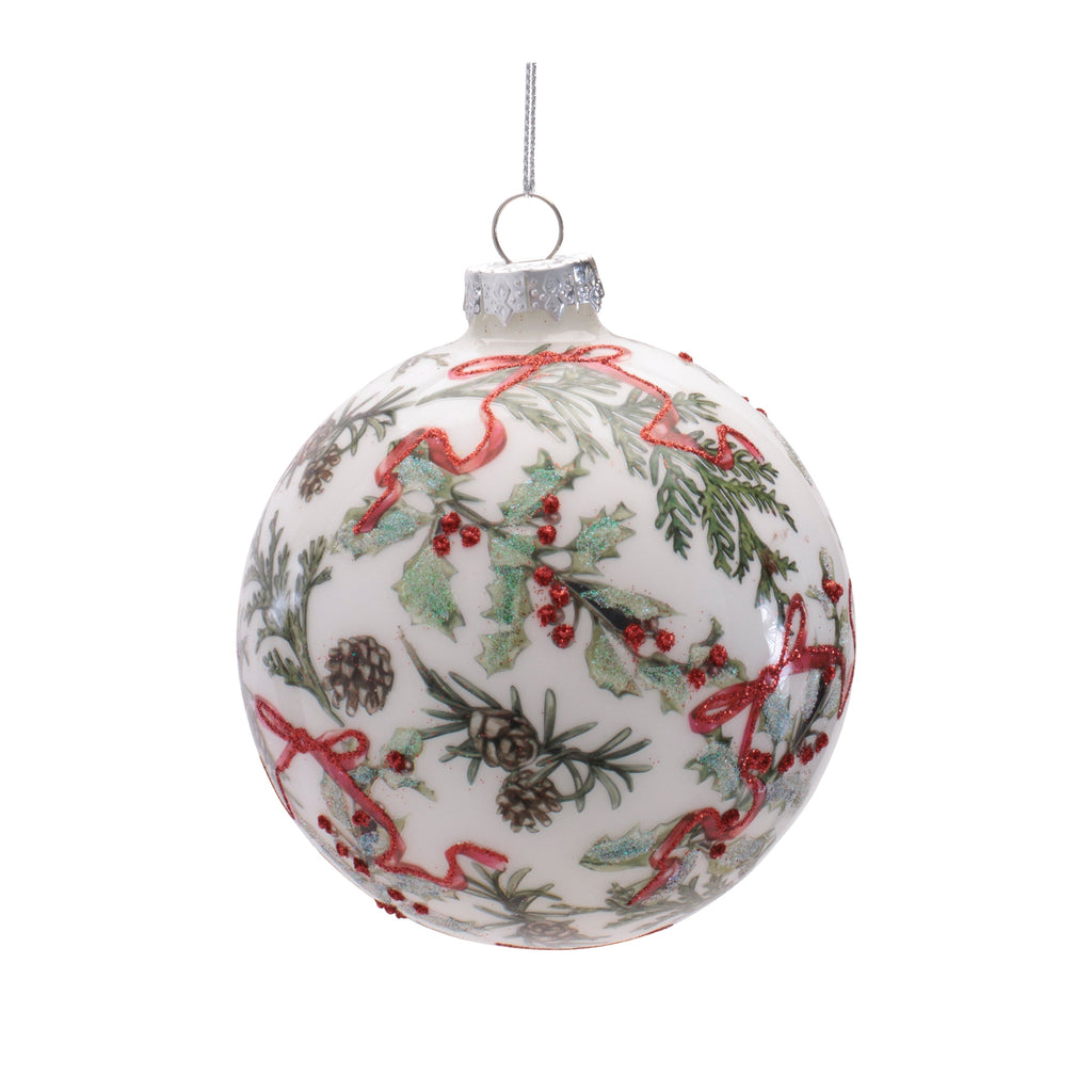 Holiday Botanical Glass Ornament (Set of 6)