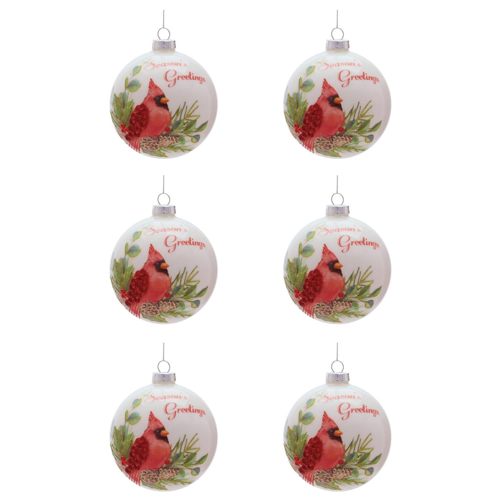 Cardinal Ball Ornament Set of 6 Ð 4"D Glass