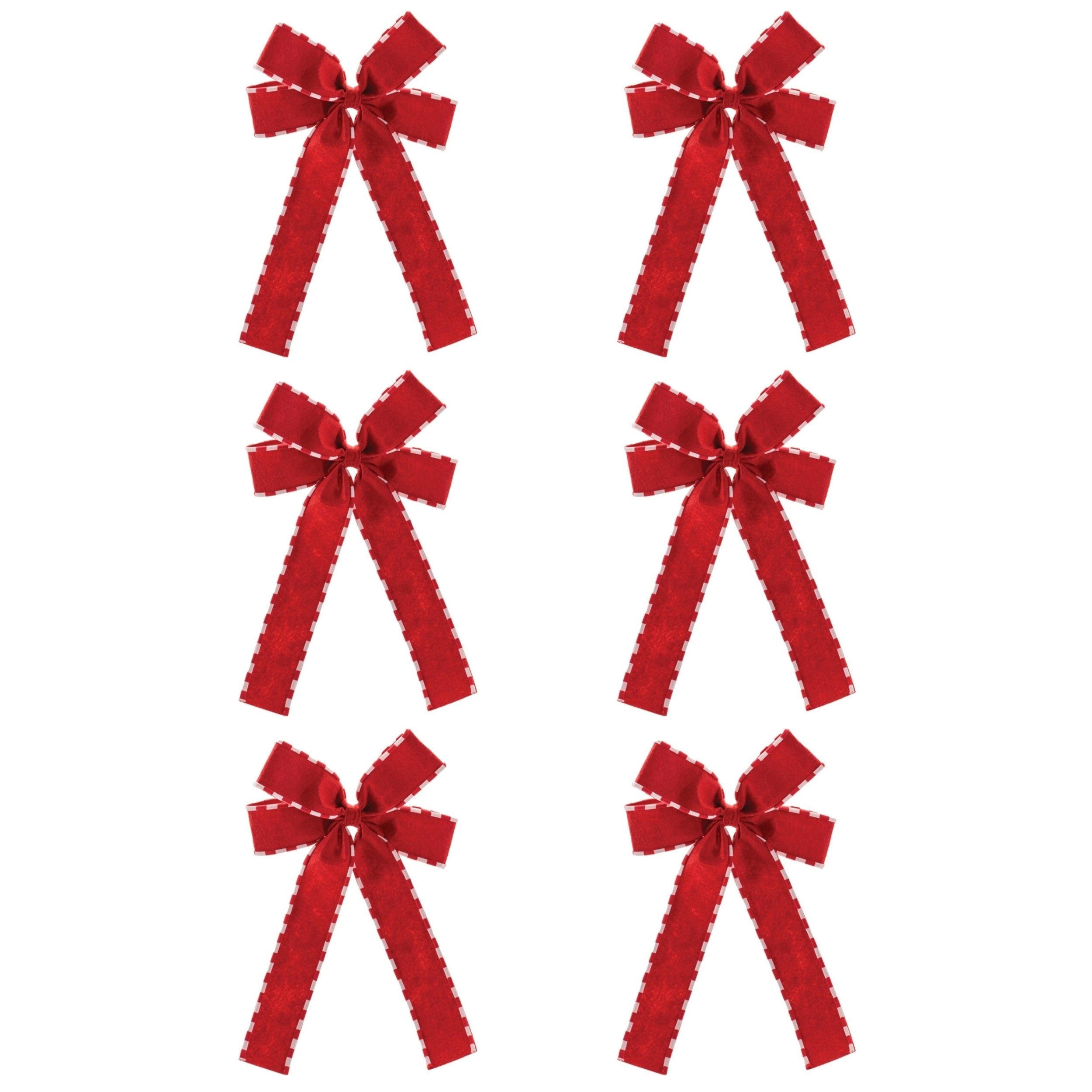 Striped Edge Bow Ornament (Set of 6)