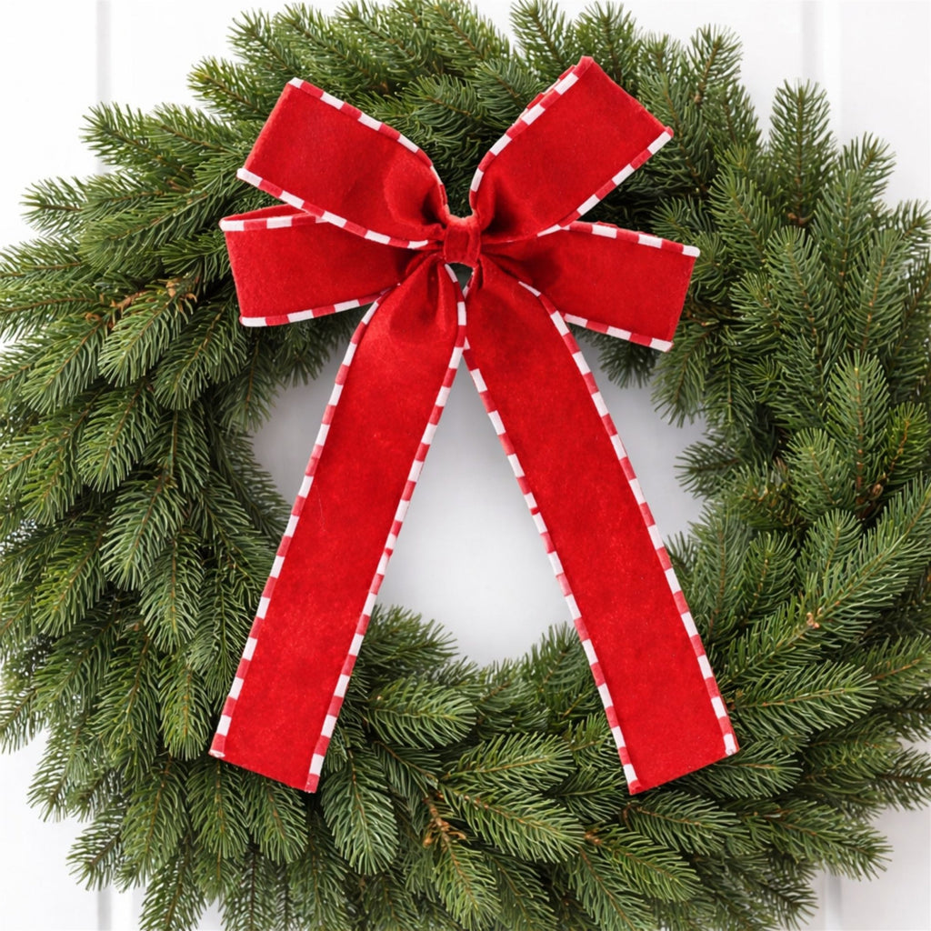 Striped Edge Bow Ornament (Set of 6)