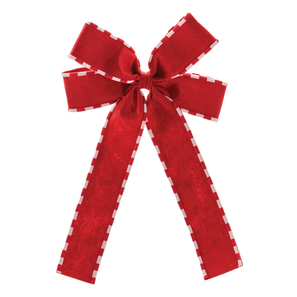 Striped Edge Bow Ornament (Set of 6)