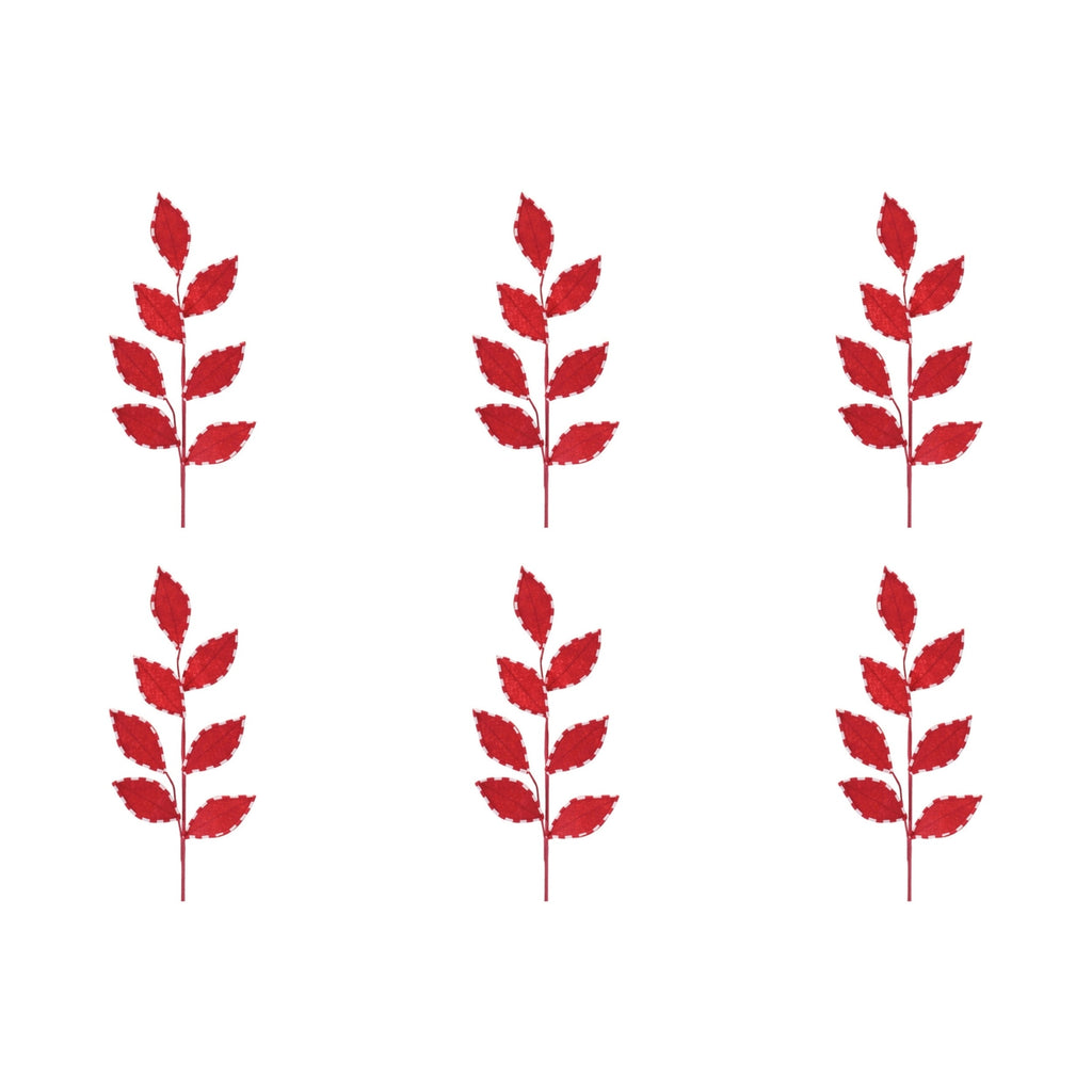 Stripe Stitched Leaf Spray (Set of 6)