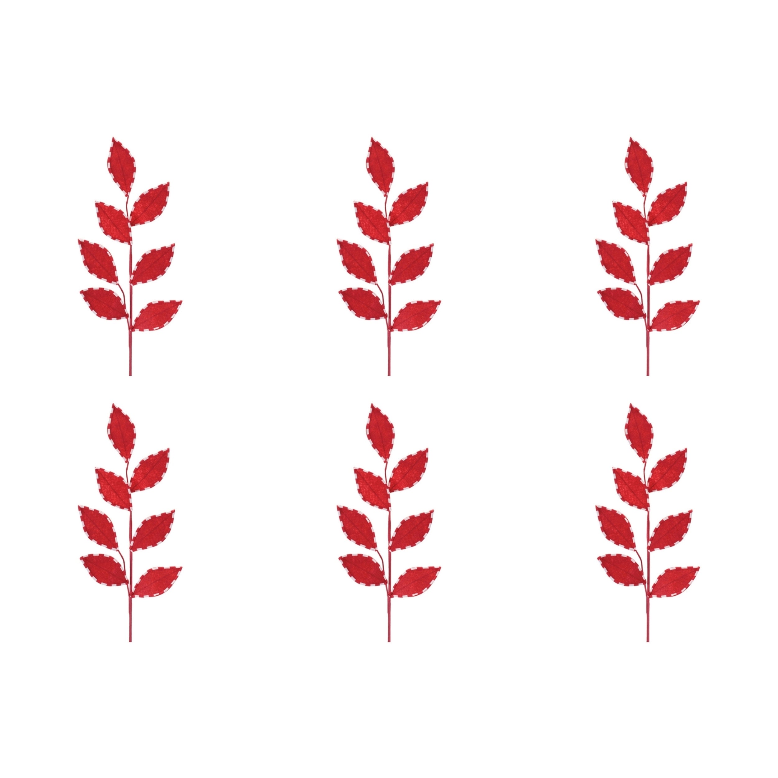 Stripe Stitched Leaf Spray (Set of 6)
