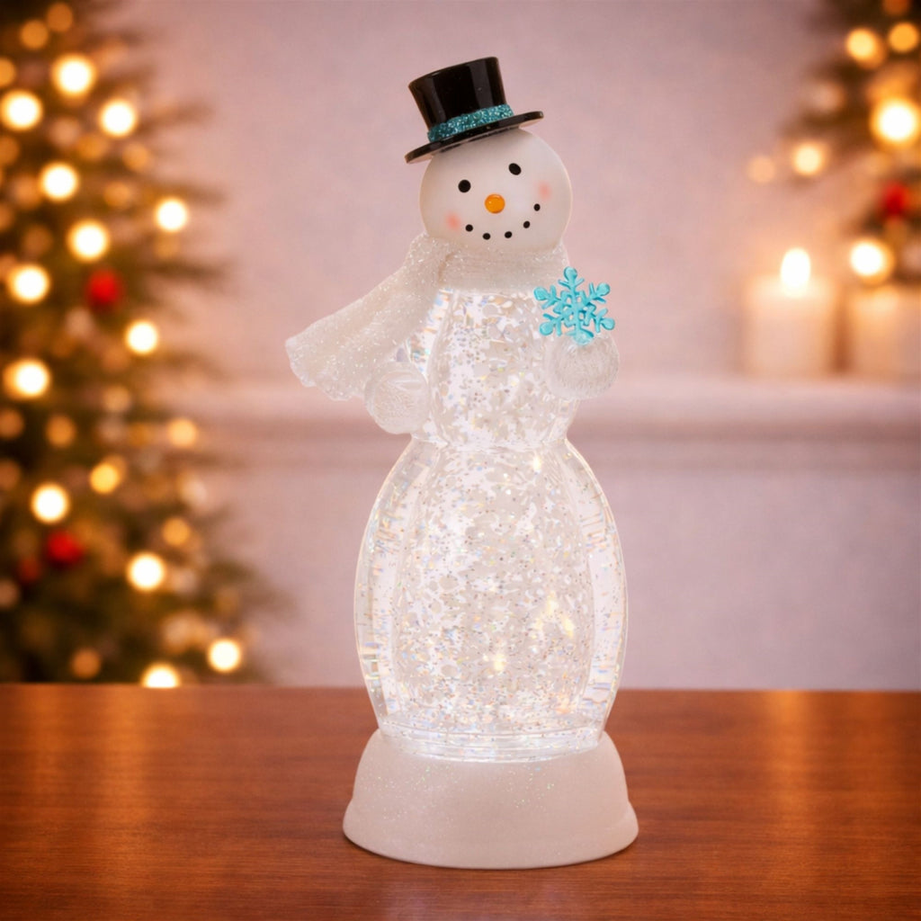 LED Snowman Snow Globe 13"H