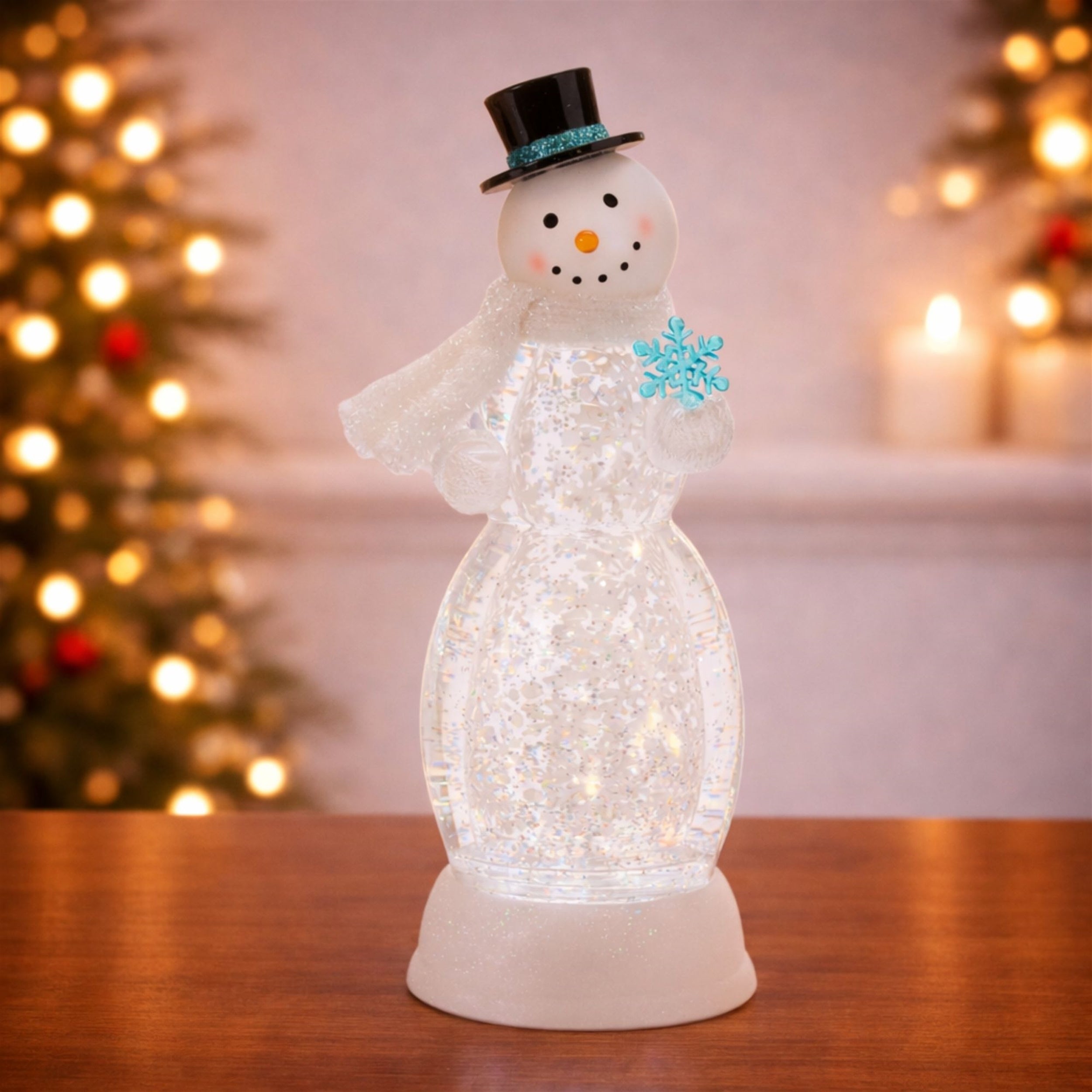 LED Snowman Snow Globe 13"H