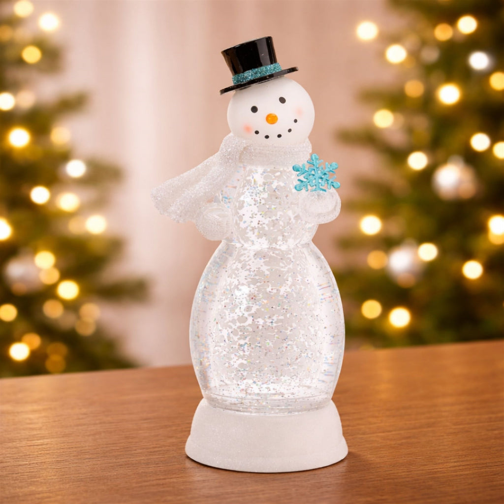 LED Snowman Snow Globe 13"H