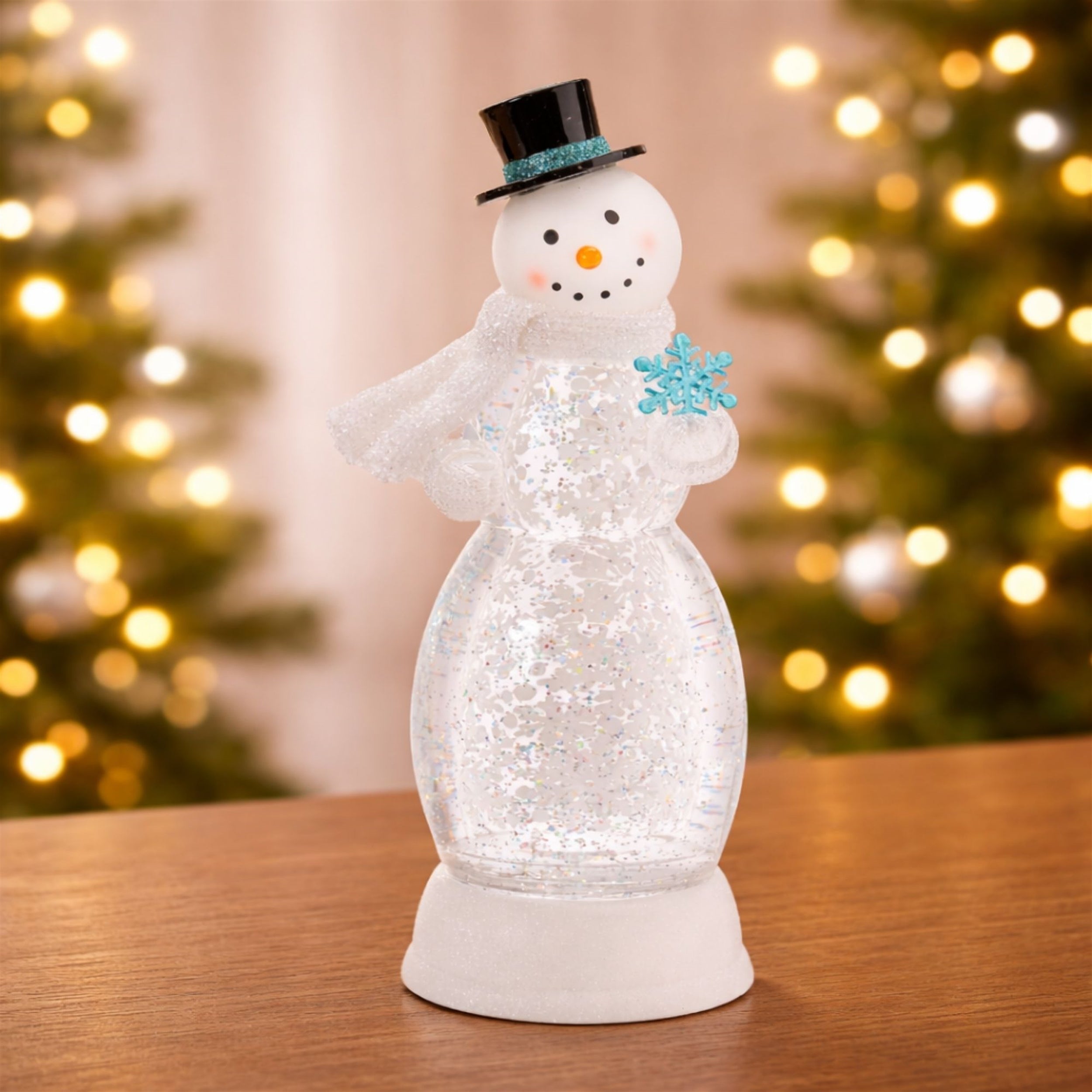 LED Snowman Snow Globe 13"H