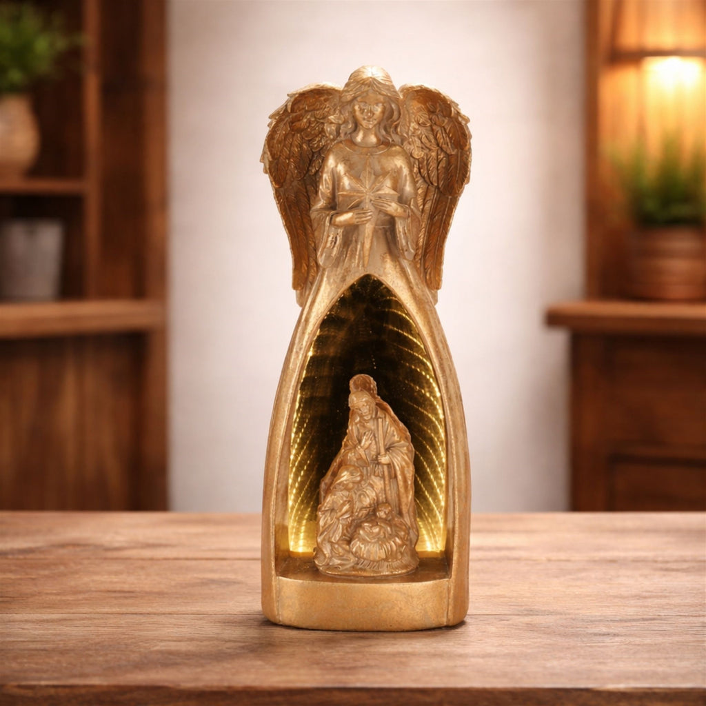 Angel with Holy Family EkkoLight Figurine 15.5"H