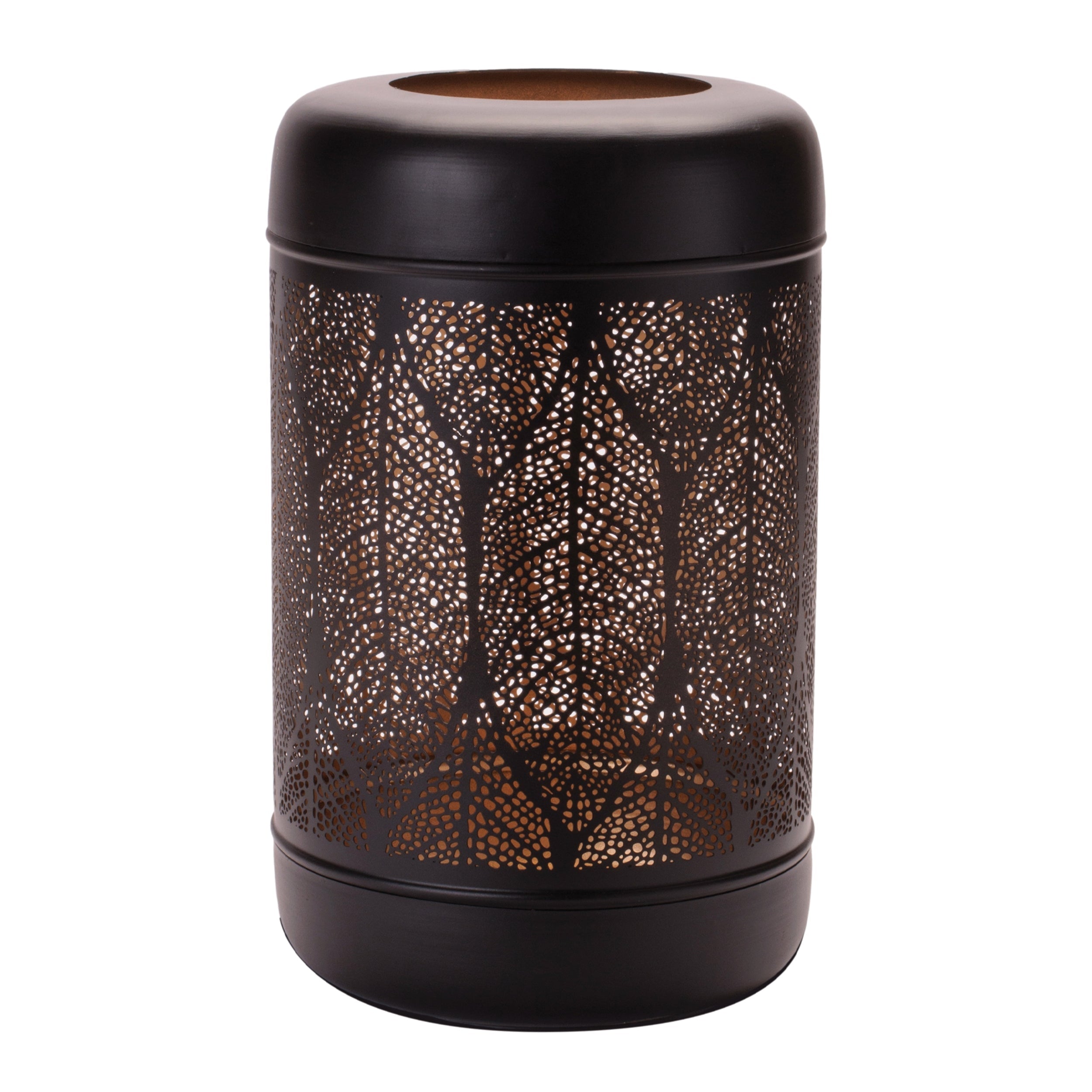 Cut Metal Leaf Pattern Lantern 13"H