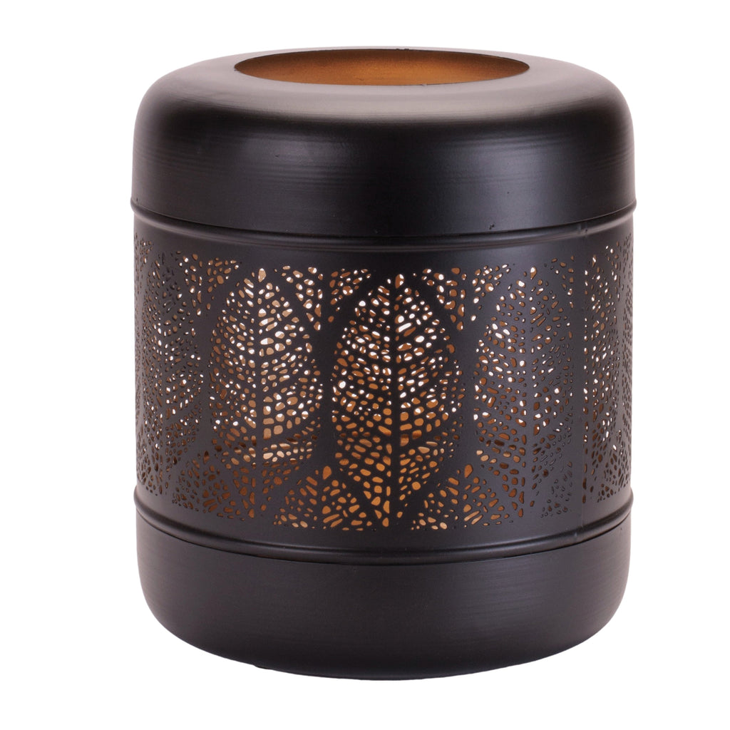 Cut Metal Leaf Pattern Lantern 9.25"H