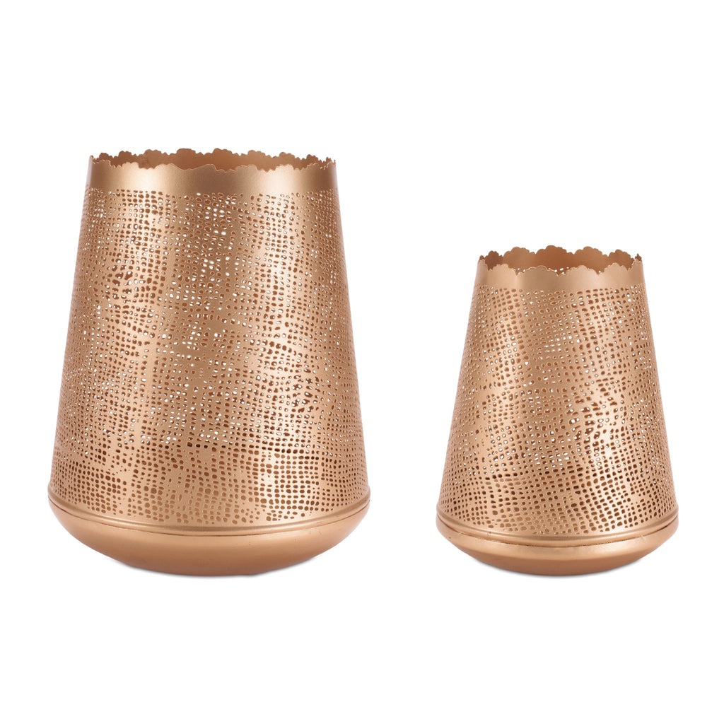 Gold Cut Metal Lantern (Set of 2)