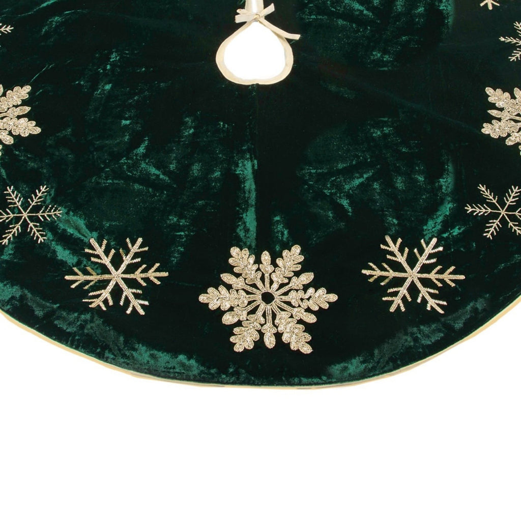 Embroidered Snowflake Christmas Tree Skirt 48"D