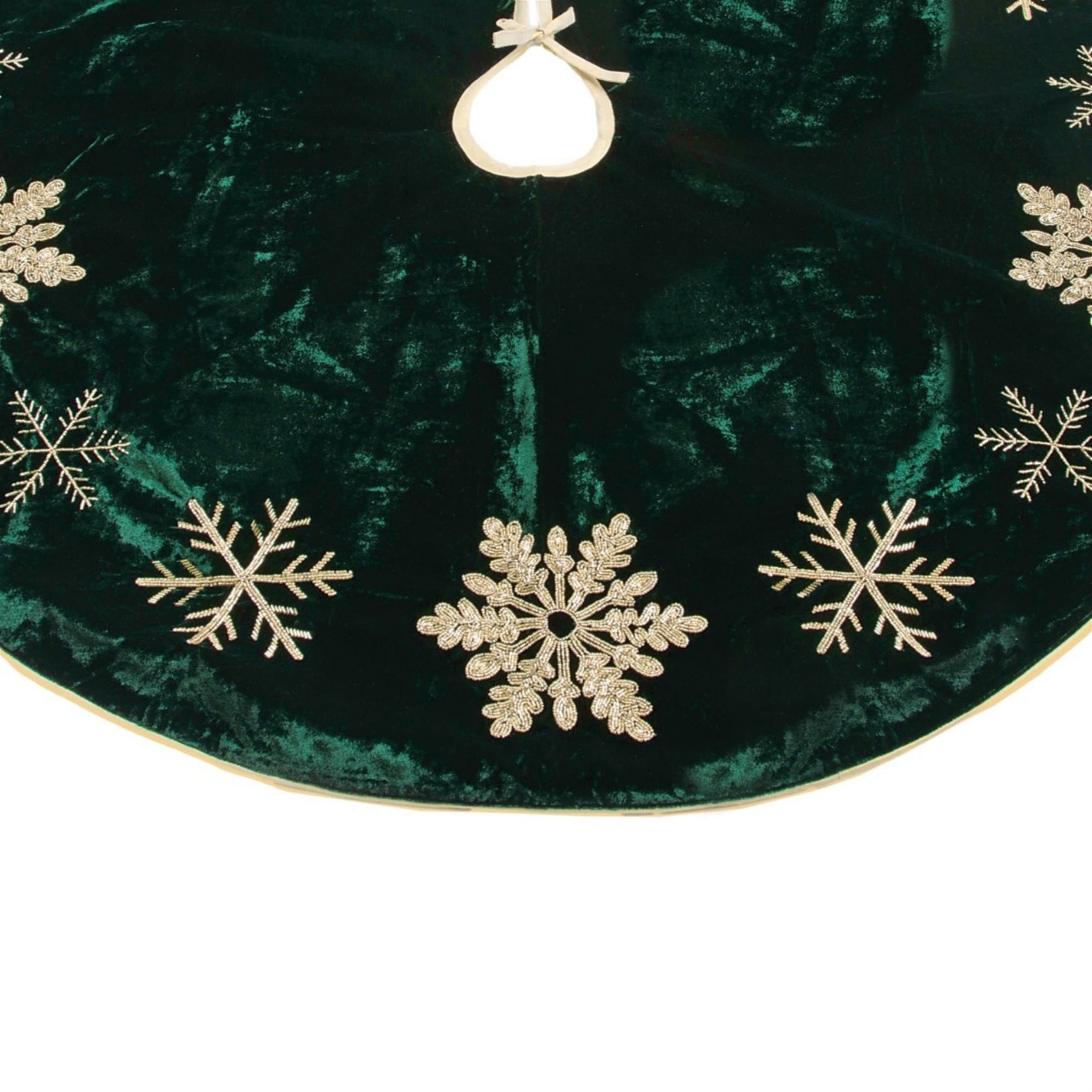 Embroidered Snowflake Christmas Tree Skirt 48"D