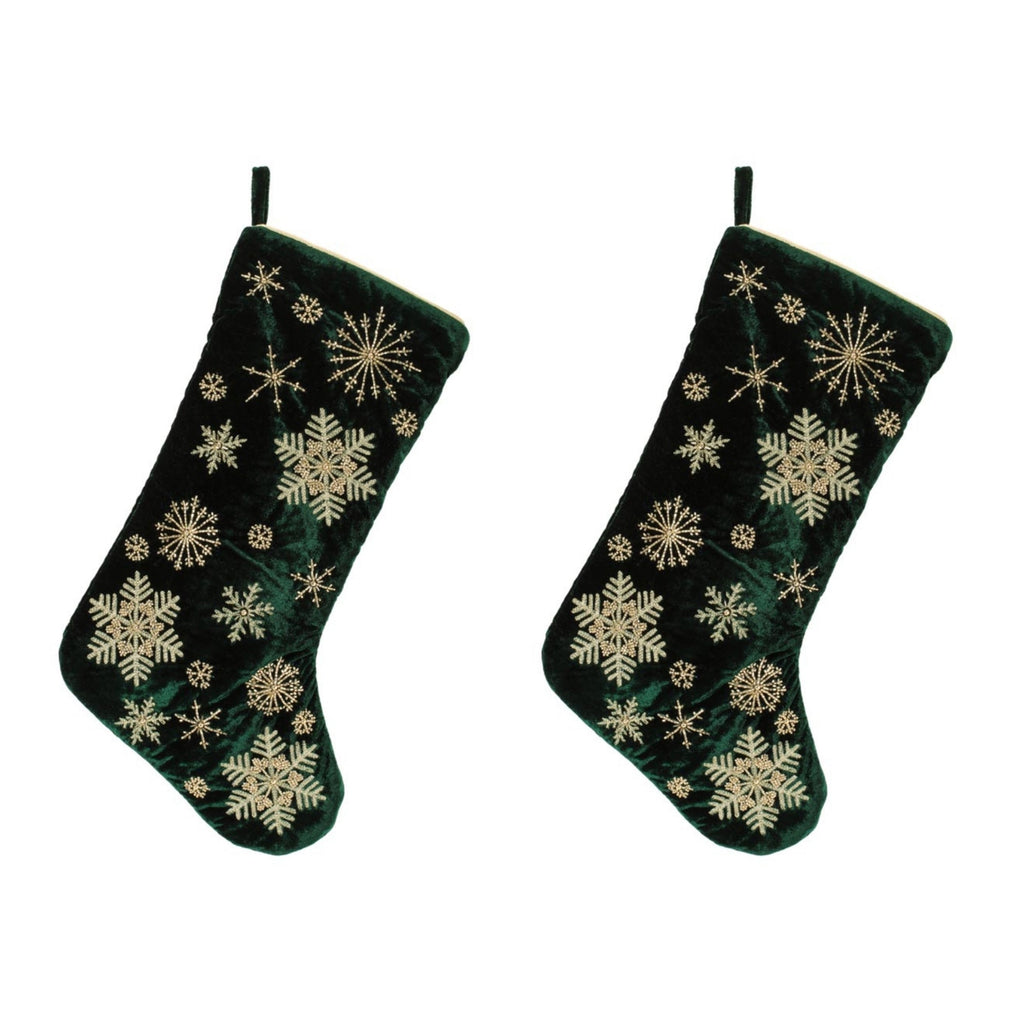 Velvet Snowflake Christmas Stocking 19.5"H