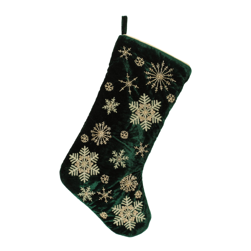 Velvet Snowflake Christmas Stocking 19.5"H