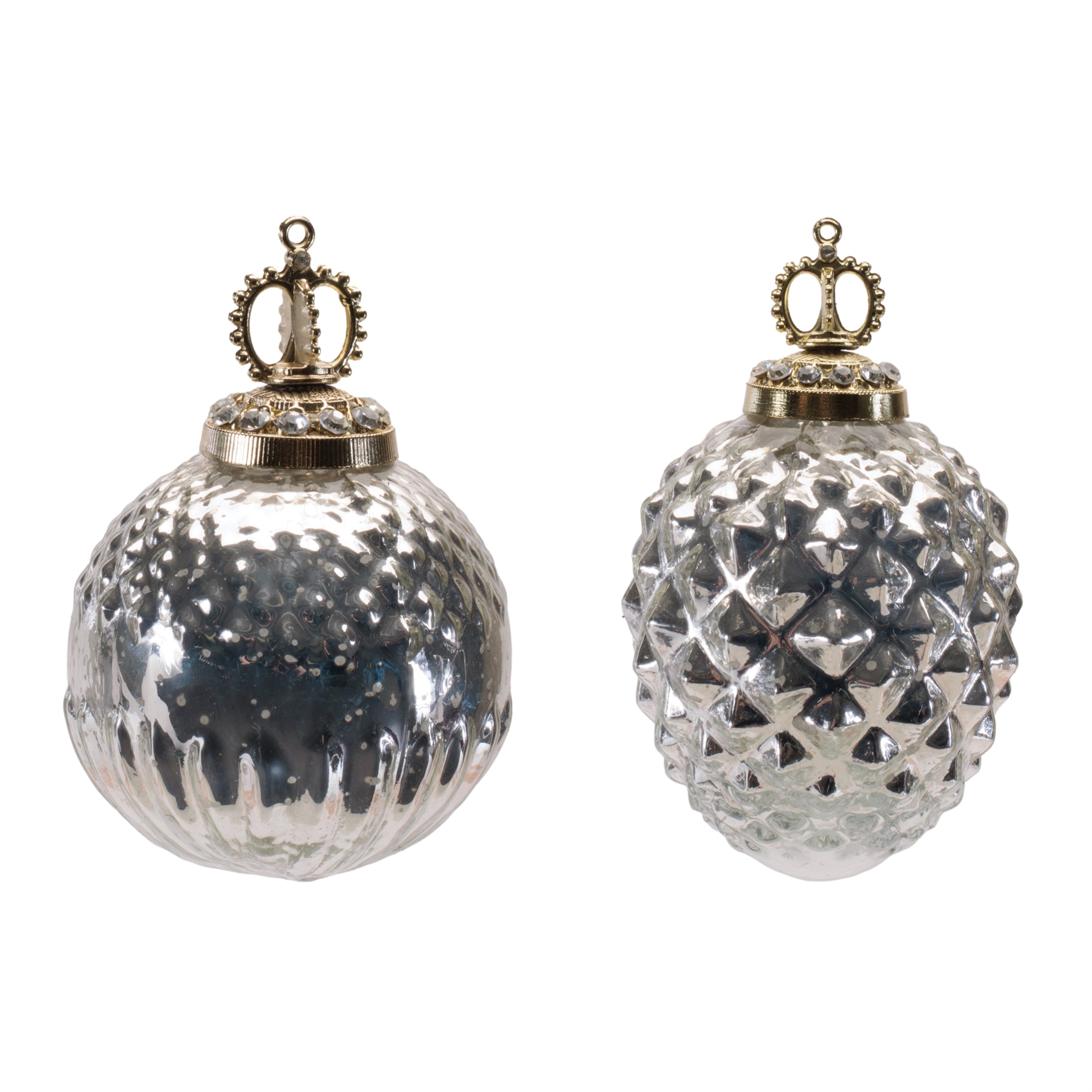Glass Ornament Set of 2 Ð 3"D, 3.5"H