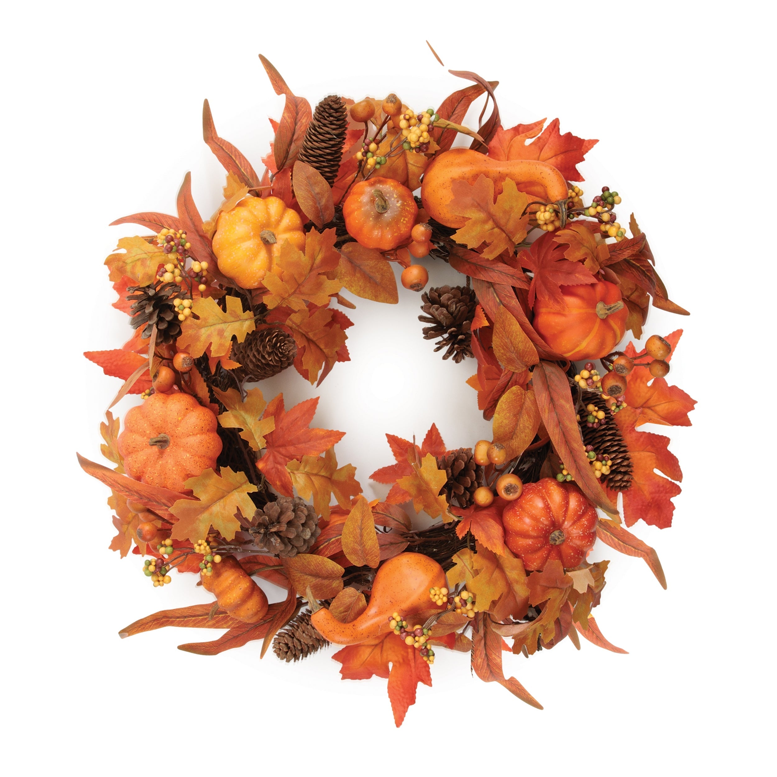 Pumpkin & Pinecone Fall Harvest Wreath 24"D