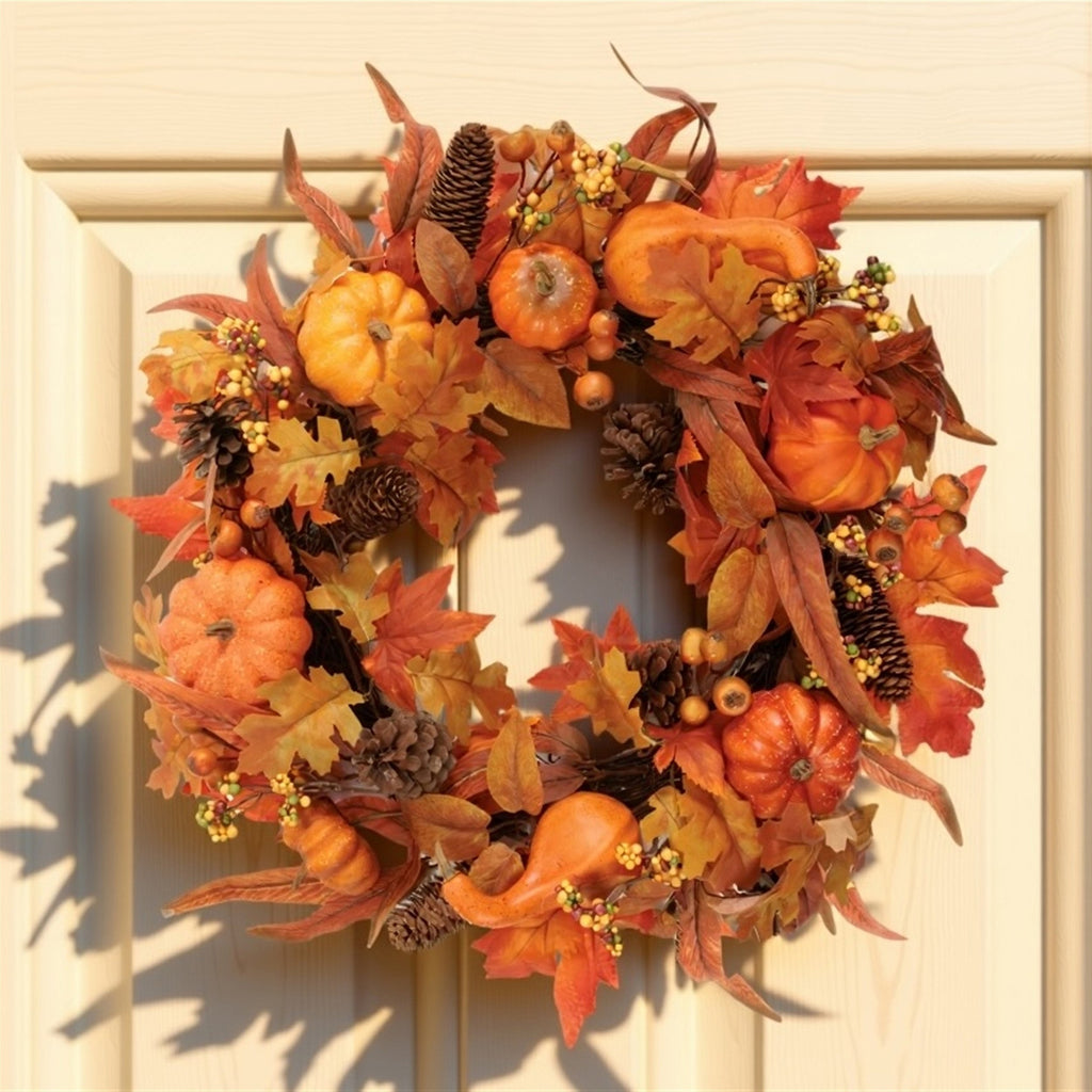 Pumpkin & Pinecone Fall Harvest Wreath 24"D