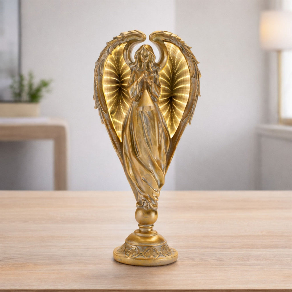 Gold Angel Figurine with Illuminated Ekkolight Wings