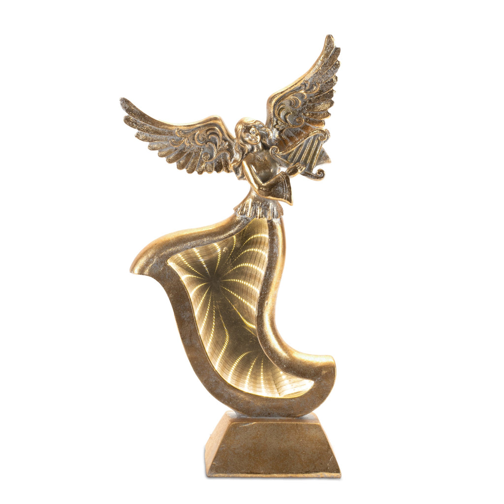 Gold Angel Figurines with Ekkolight Dress (Set of 2)